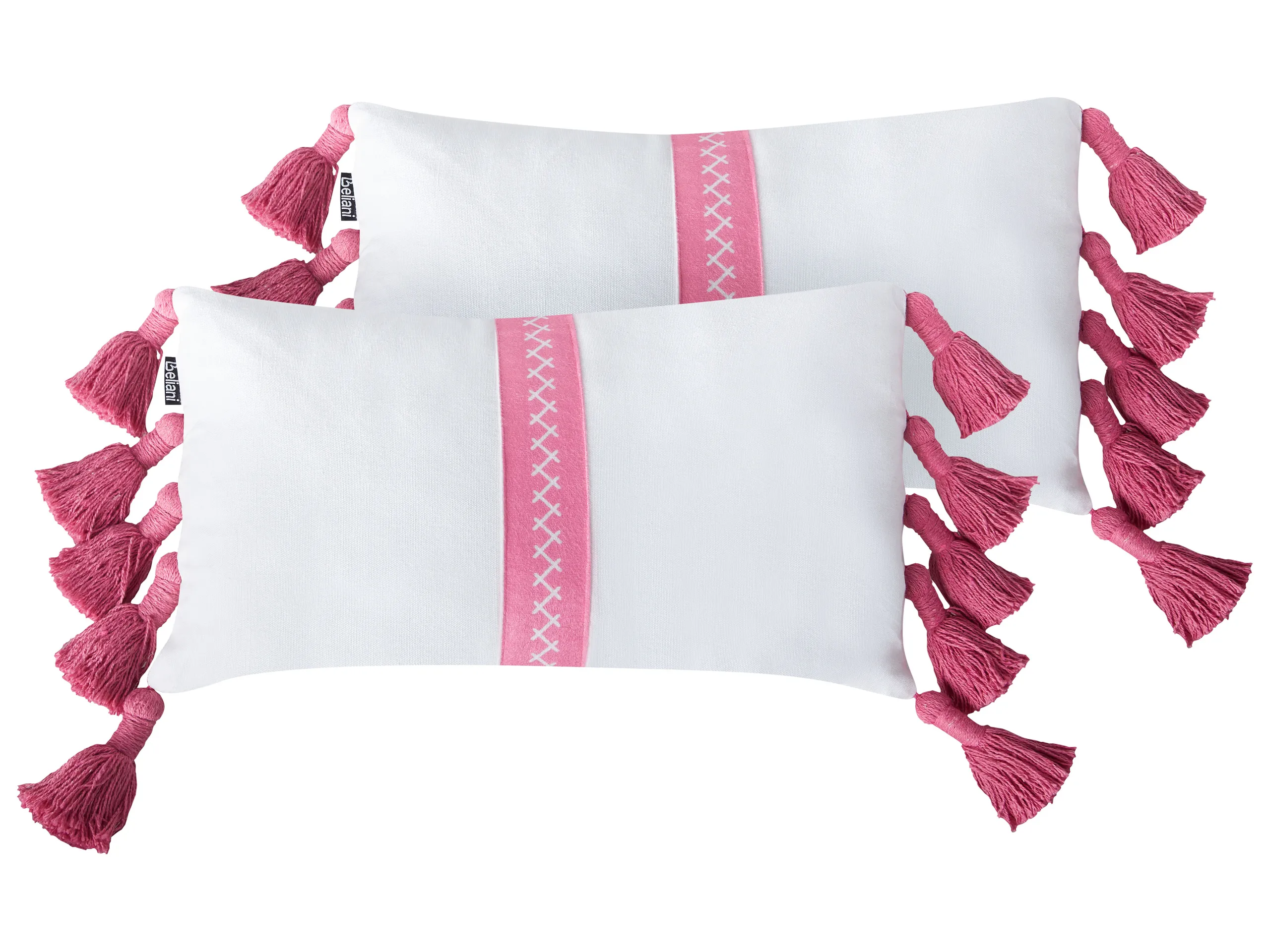 Conjunto de 2 cojines decorativos LOVELY Algodón 30 x 50 cm Blanco Rosa