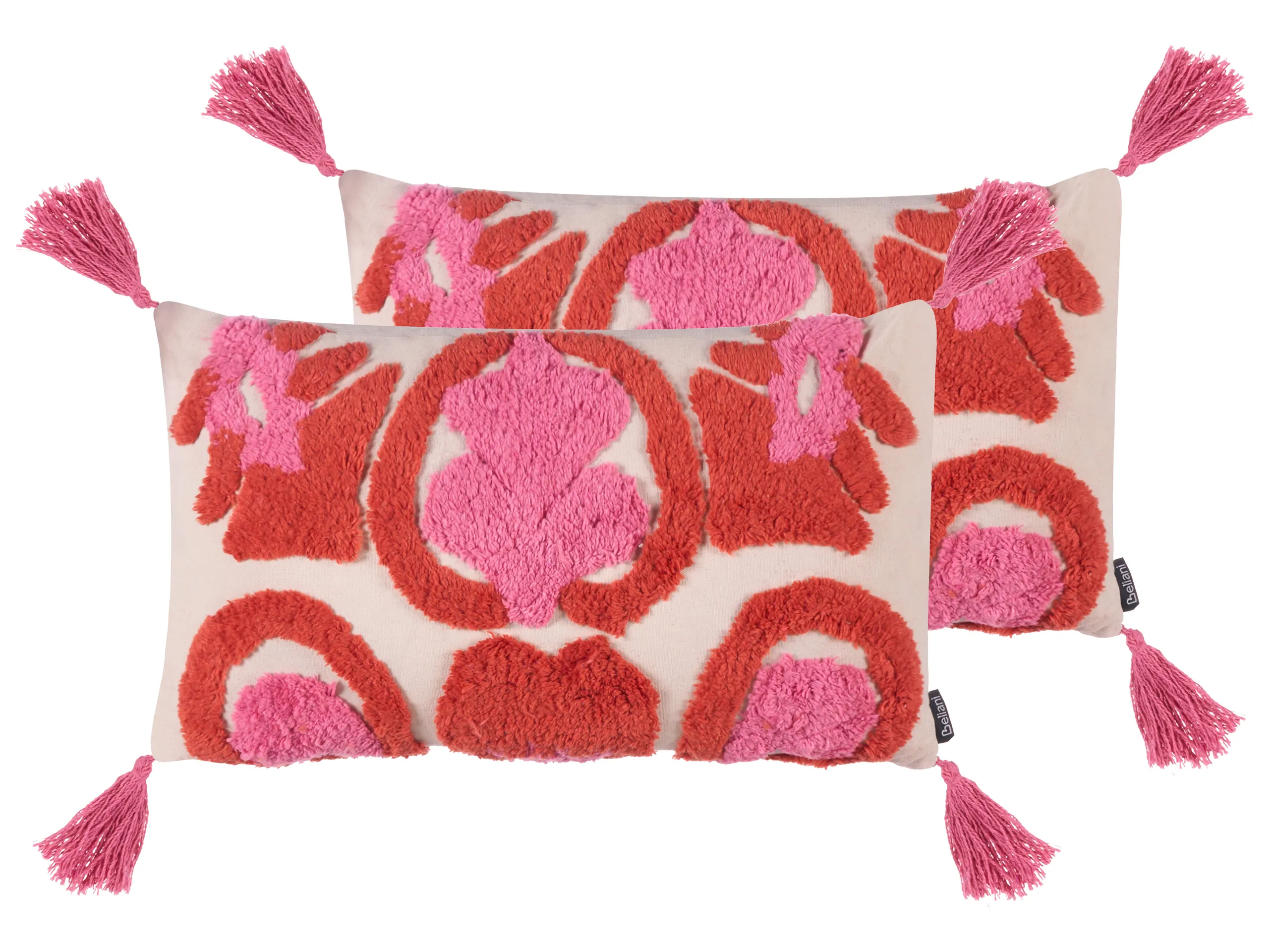 Conjunto de 2 cojines decorativos FRAKSINUS Algodón 30 x 50 cm Rosa Patrón geométrico
