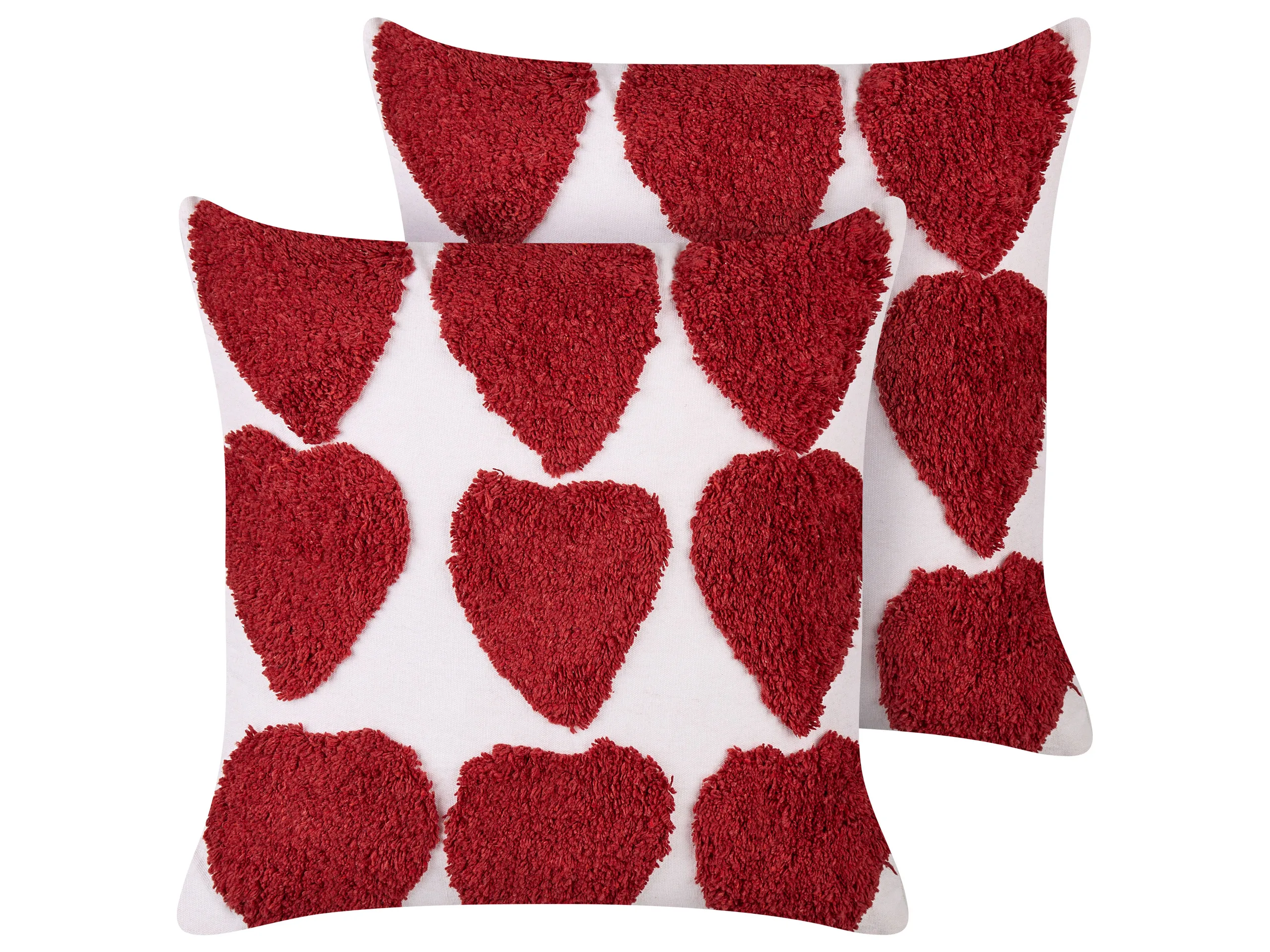 Conjunto de 2 cojines decorativos MINGORA Algodón 45 x 45 cm Rojo Patrón de corazones