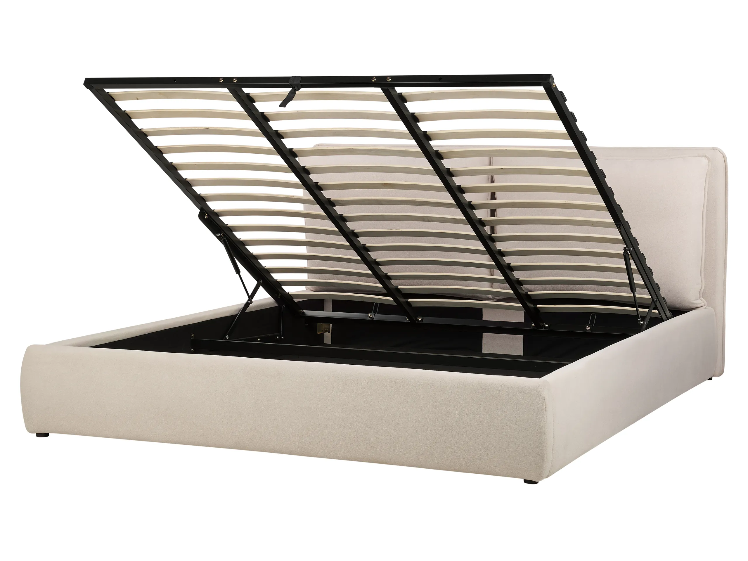 Cama con almacenaje Tela BAJONNA 180 x 200 cm Beige claro