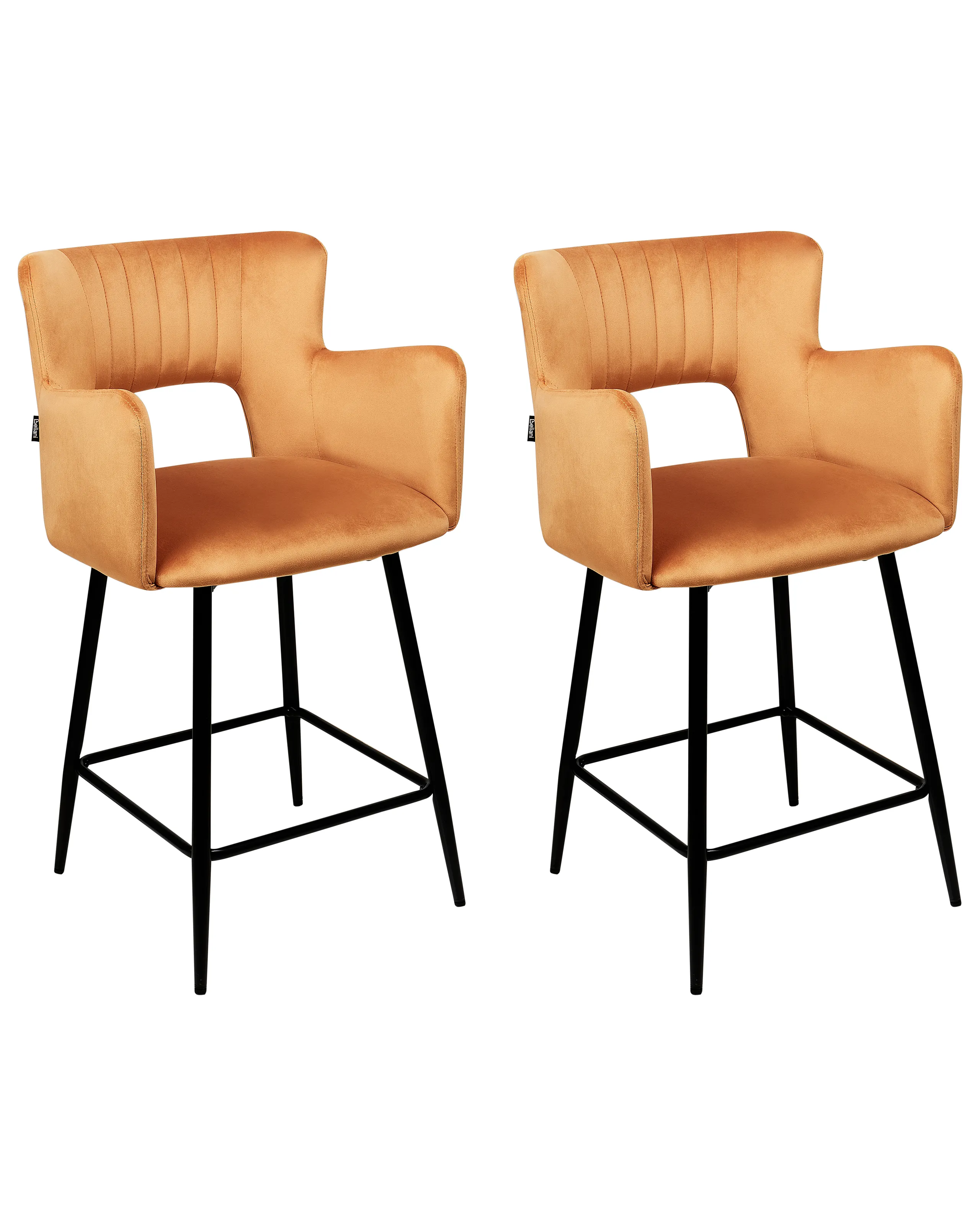 Conjunto de 2 sillas de bar SANILAC Terciopelo Naranja