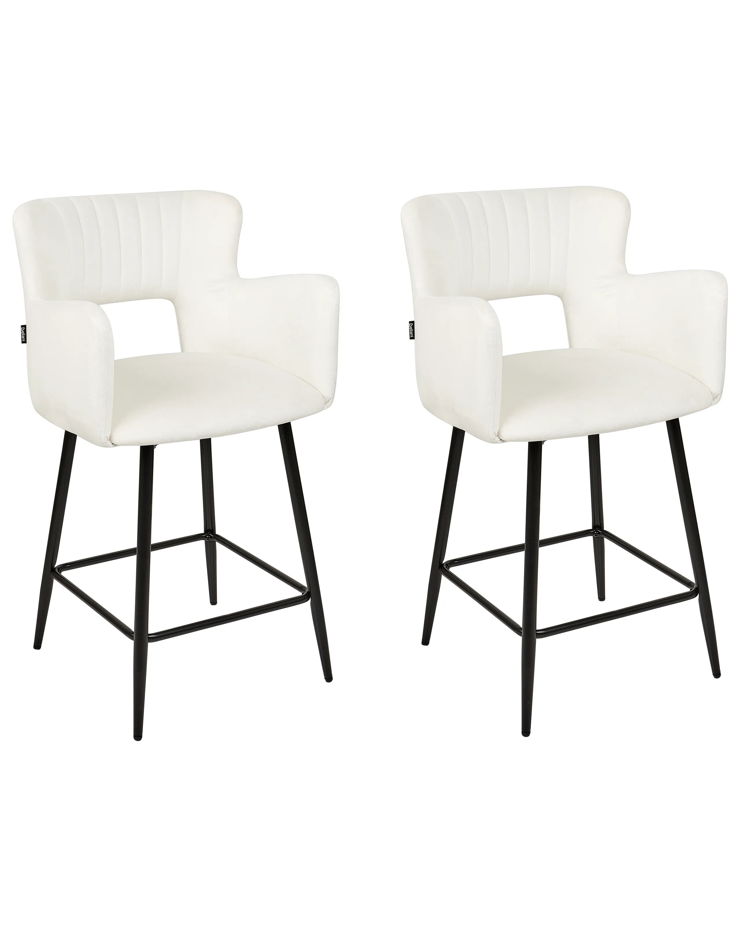 Conjunto de 2 sillas de bar SANILAC Terciopelo Blanco