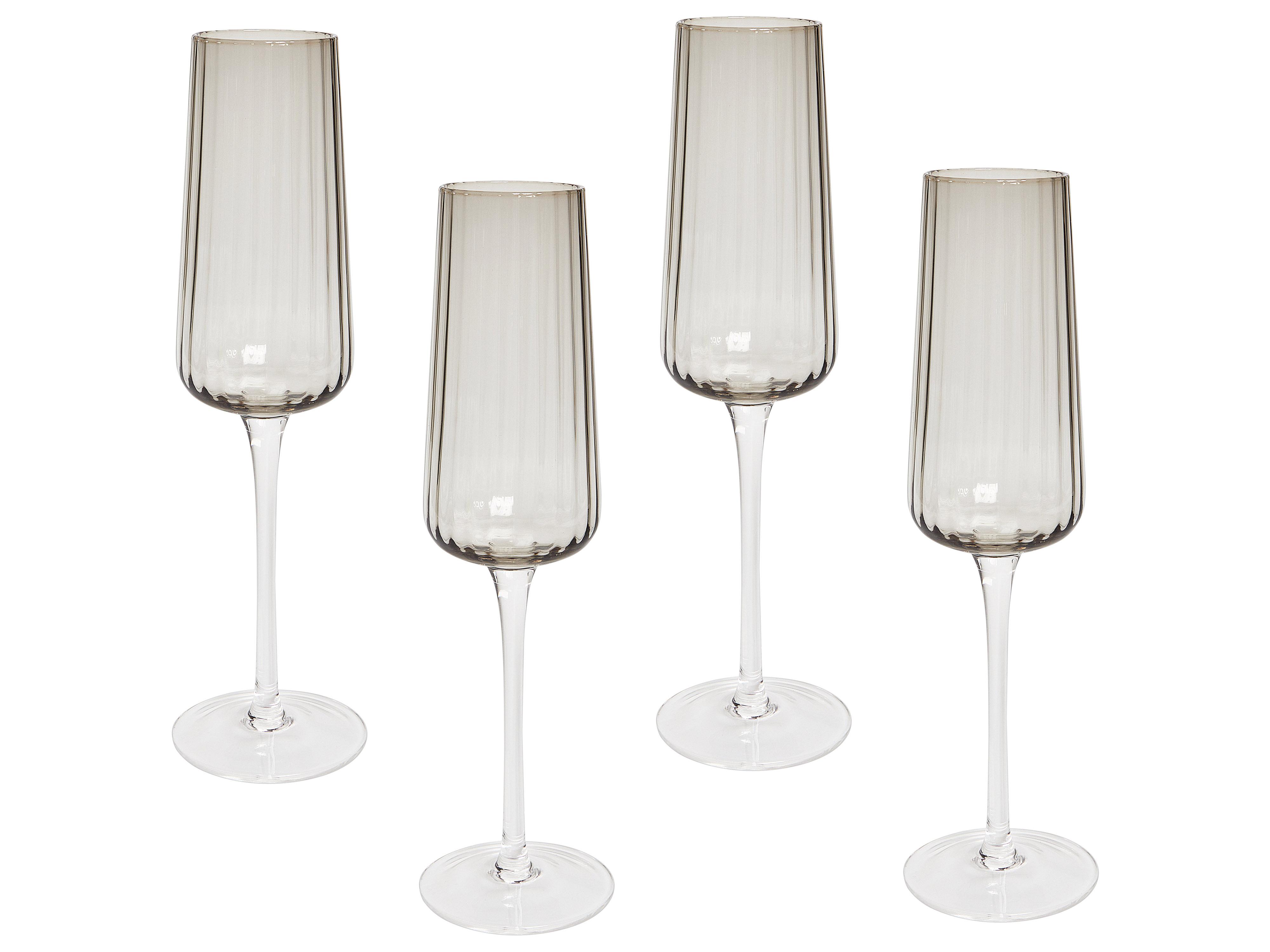 Conjunto de 4 copas de champán QUARTZ 230 ml Gris