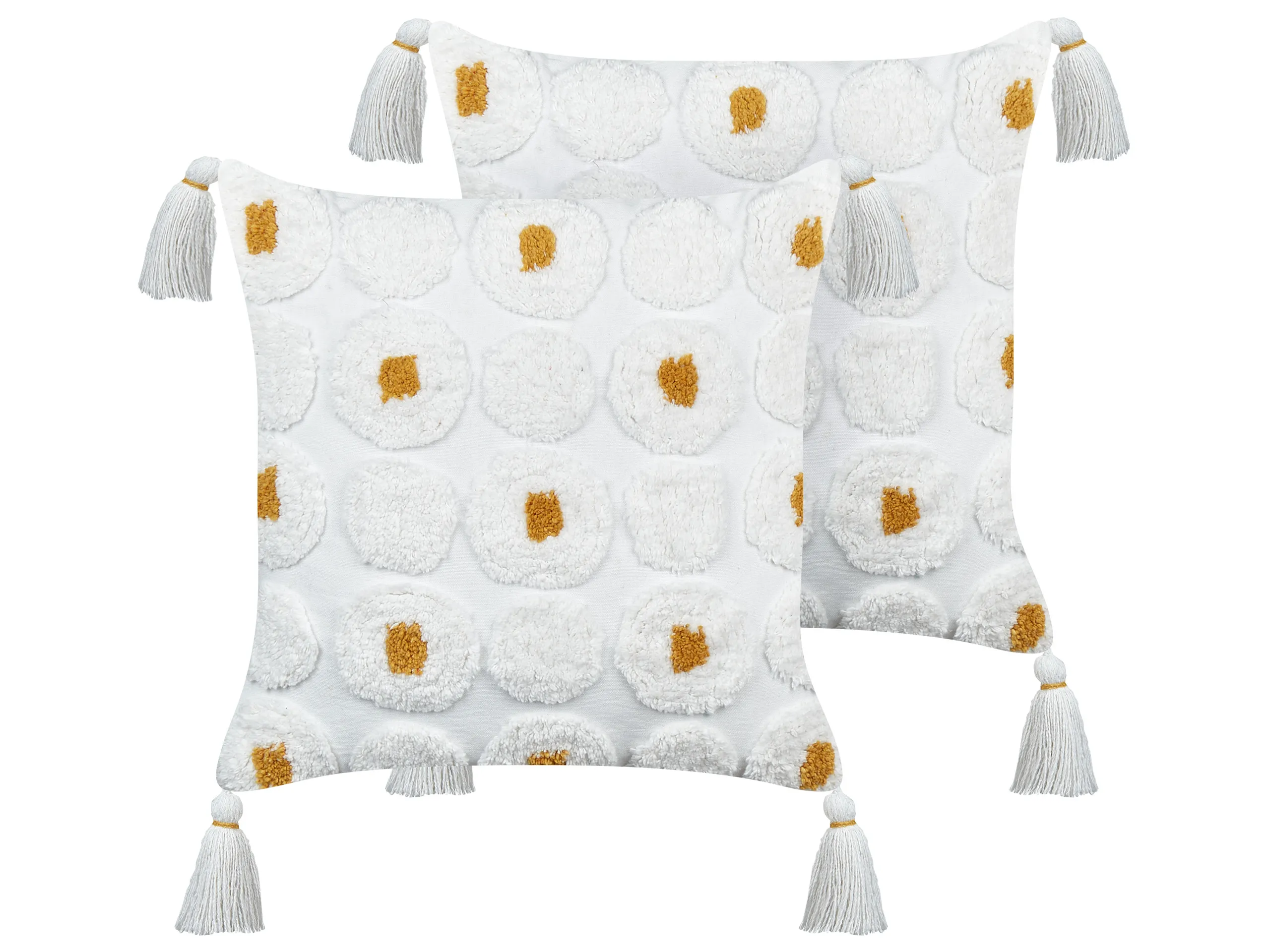 Conjunto de 2 cojines decorativos AZALIA Algodón 45 x 45 cm Blanco Patrón floral