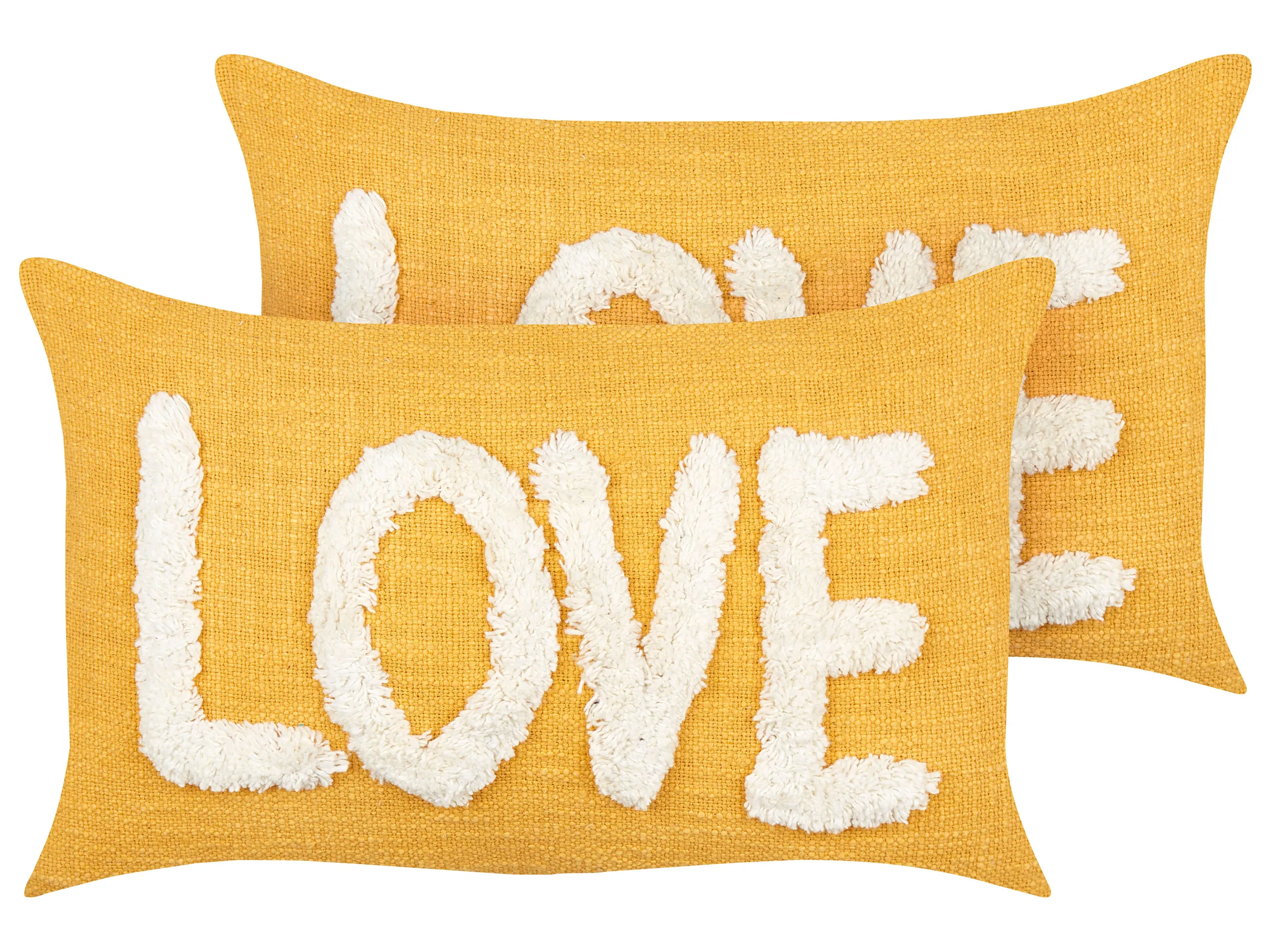 Conjunto de 2 cojines decorativos LOVE Algodón 30 x 50 cm Amarillo
