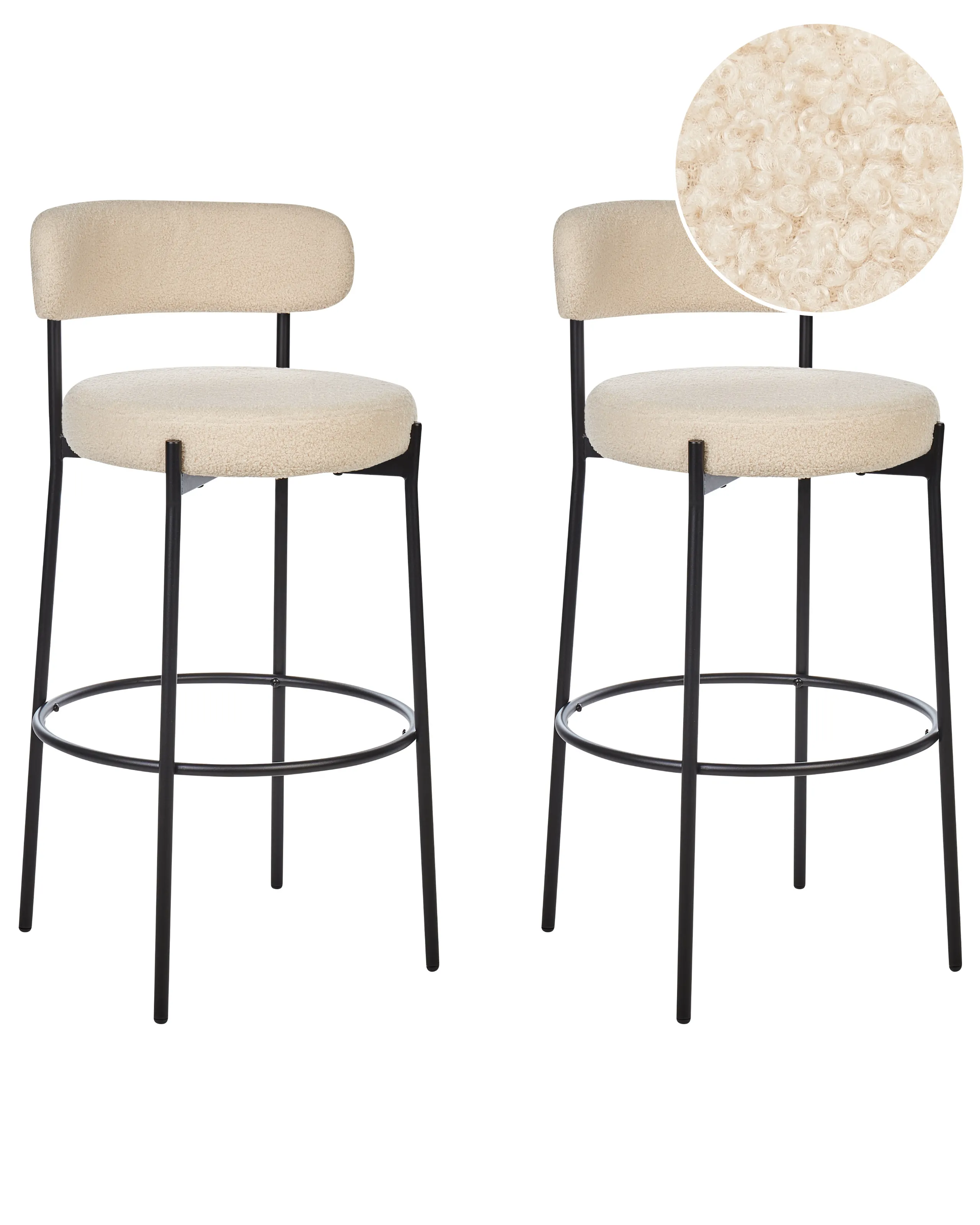 Conjunto de 2 sillas de bar ALLISON Bouclé Beige claro