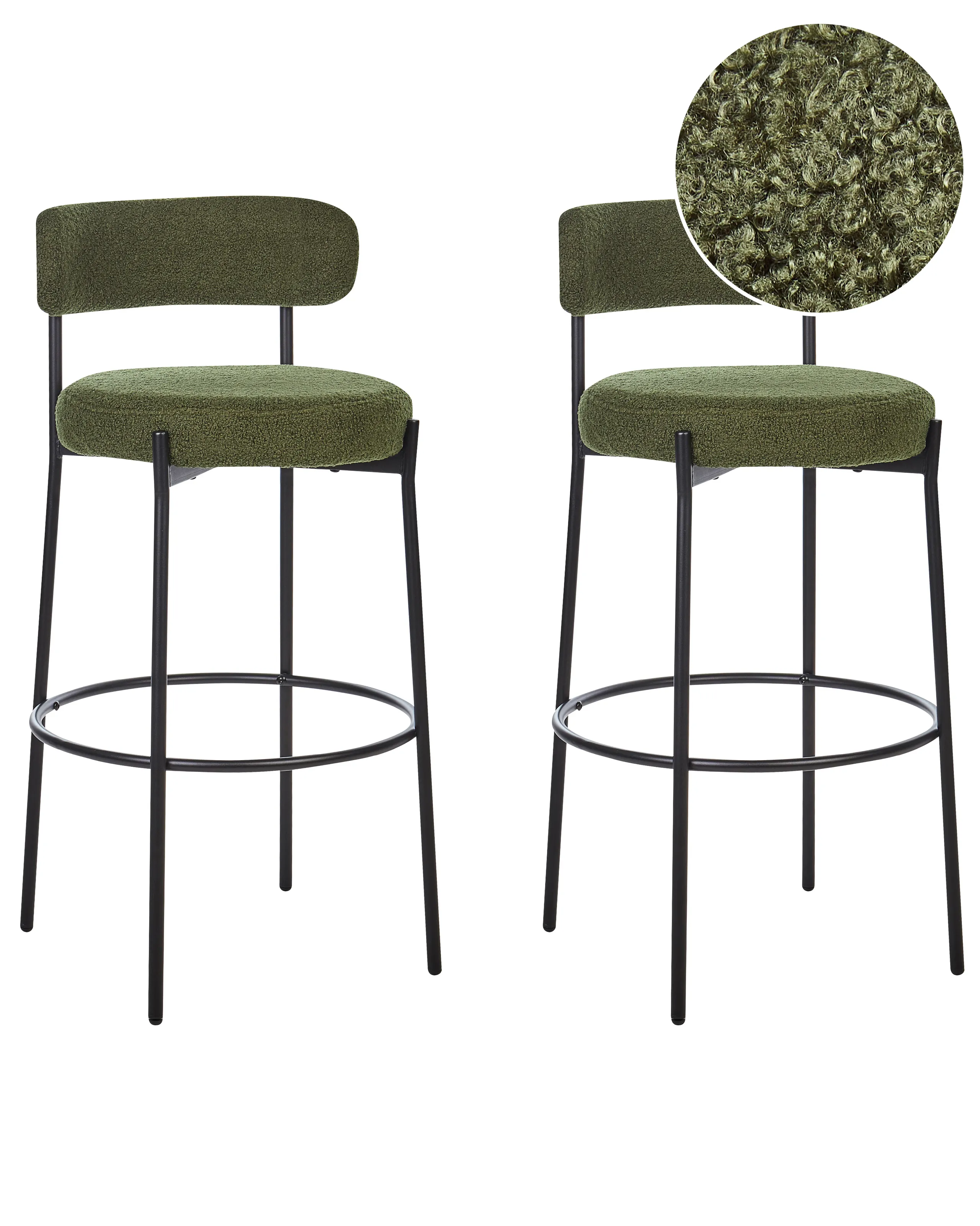 Conjunto de 2 sillas de bar ALLISON Bouclé Verde