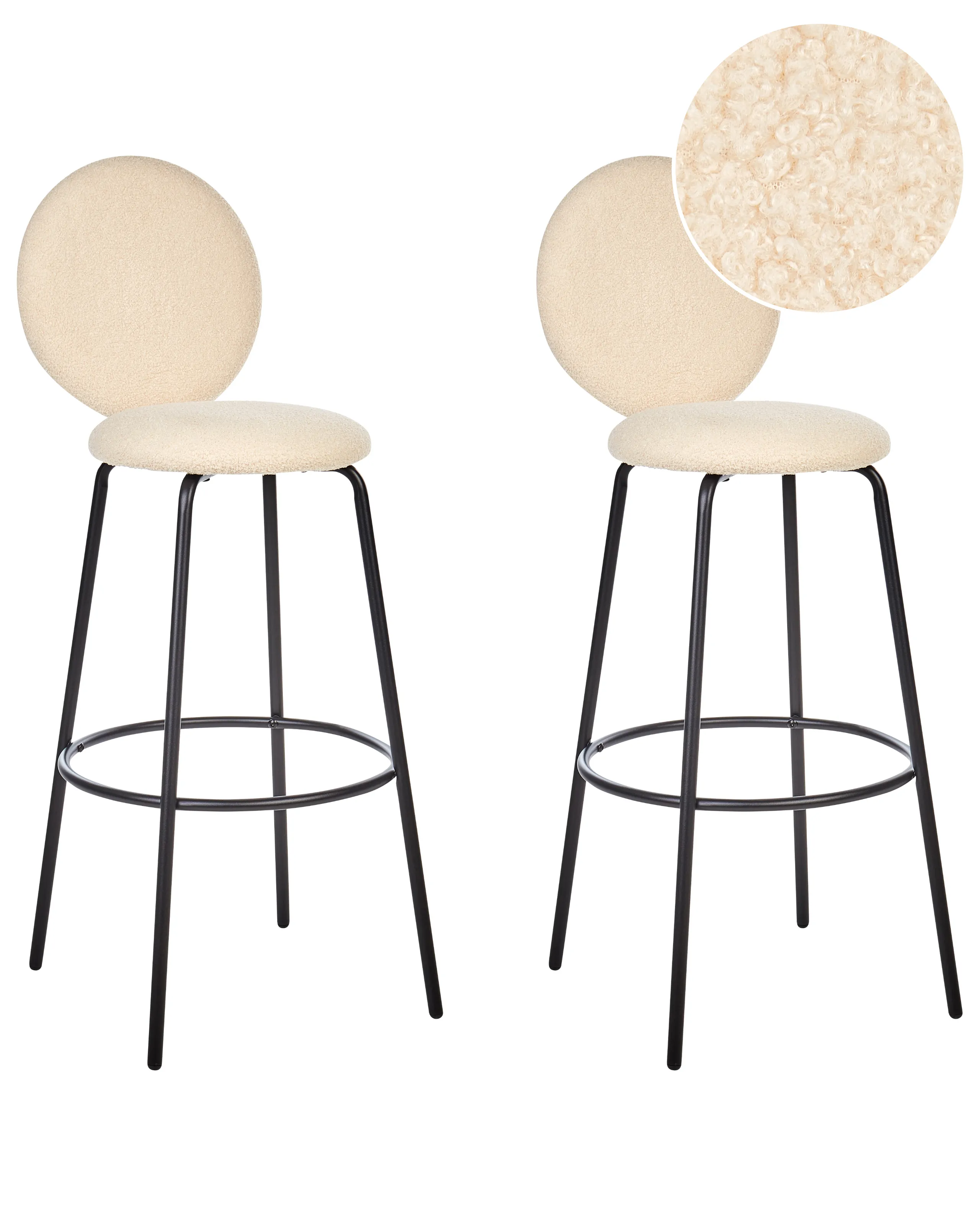 Conjunto de 2 sillas de bar EMERY Bouclé Beige claro