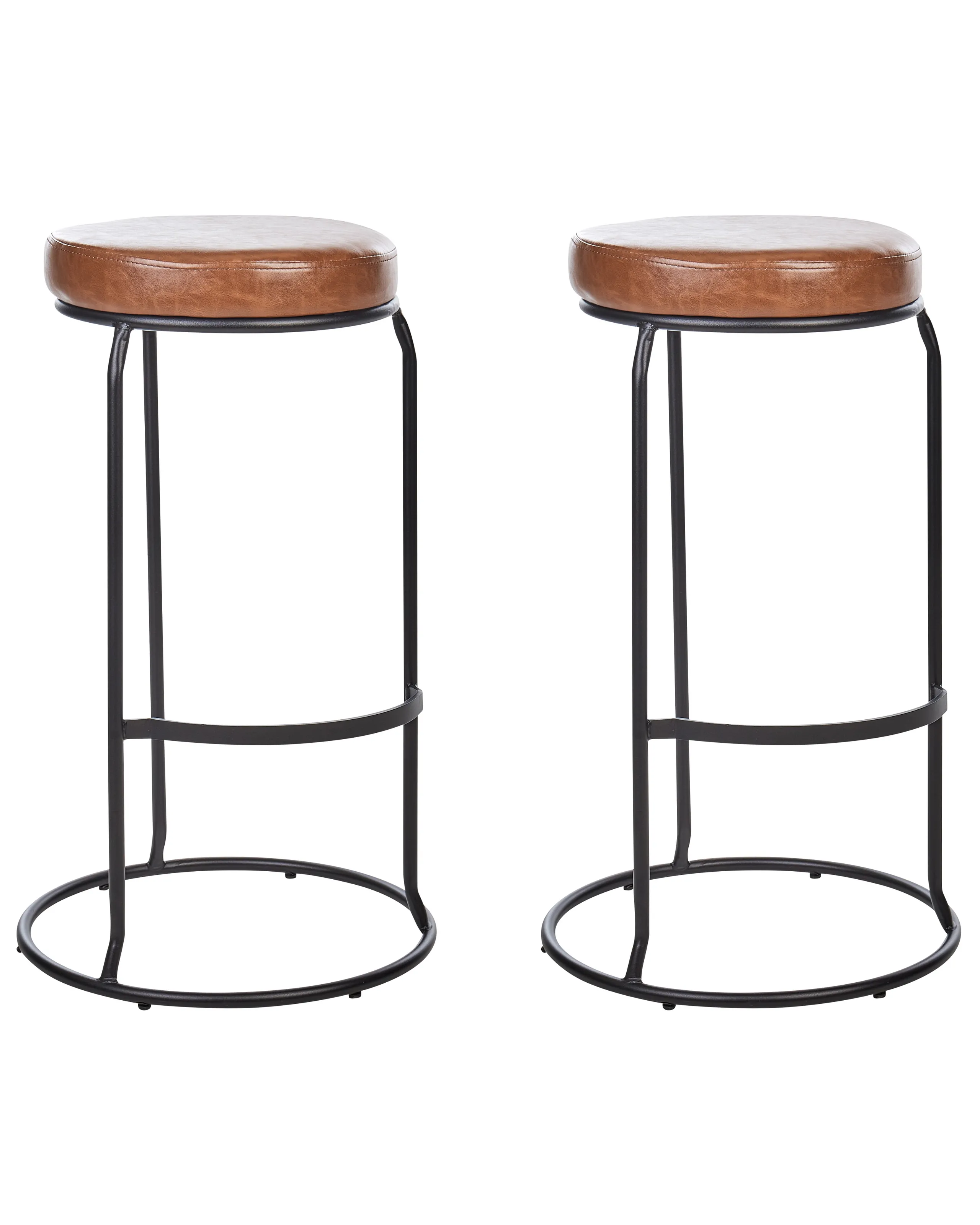 Conjunto de 2 sillas de bar MILROY Piel sintética Marrón