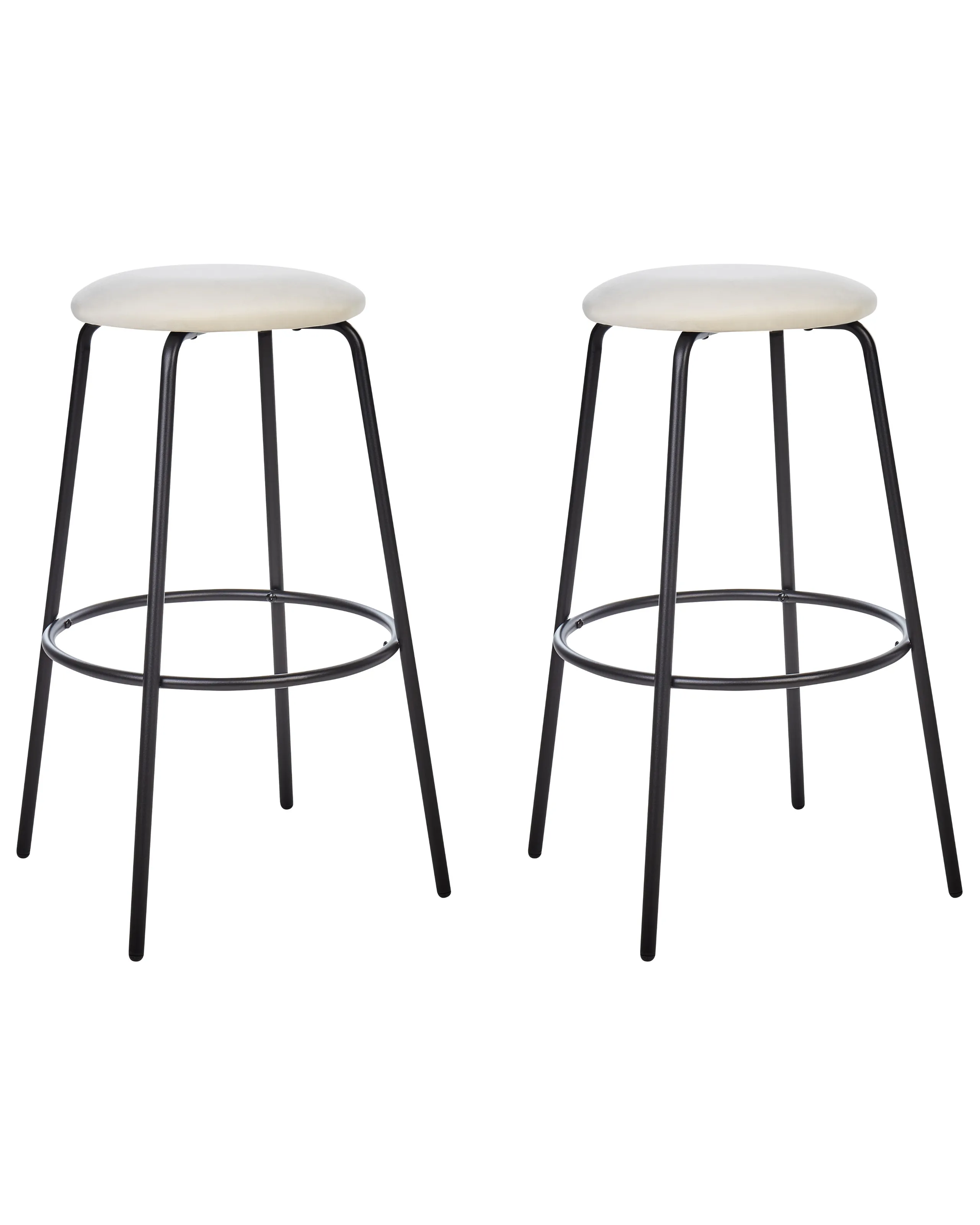 Conjunto de 2 sillas de bar MORTON Terciopelo Blanco crema