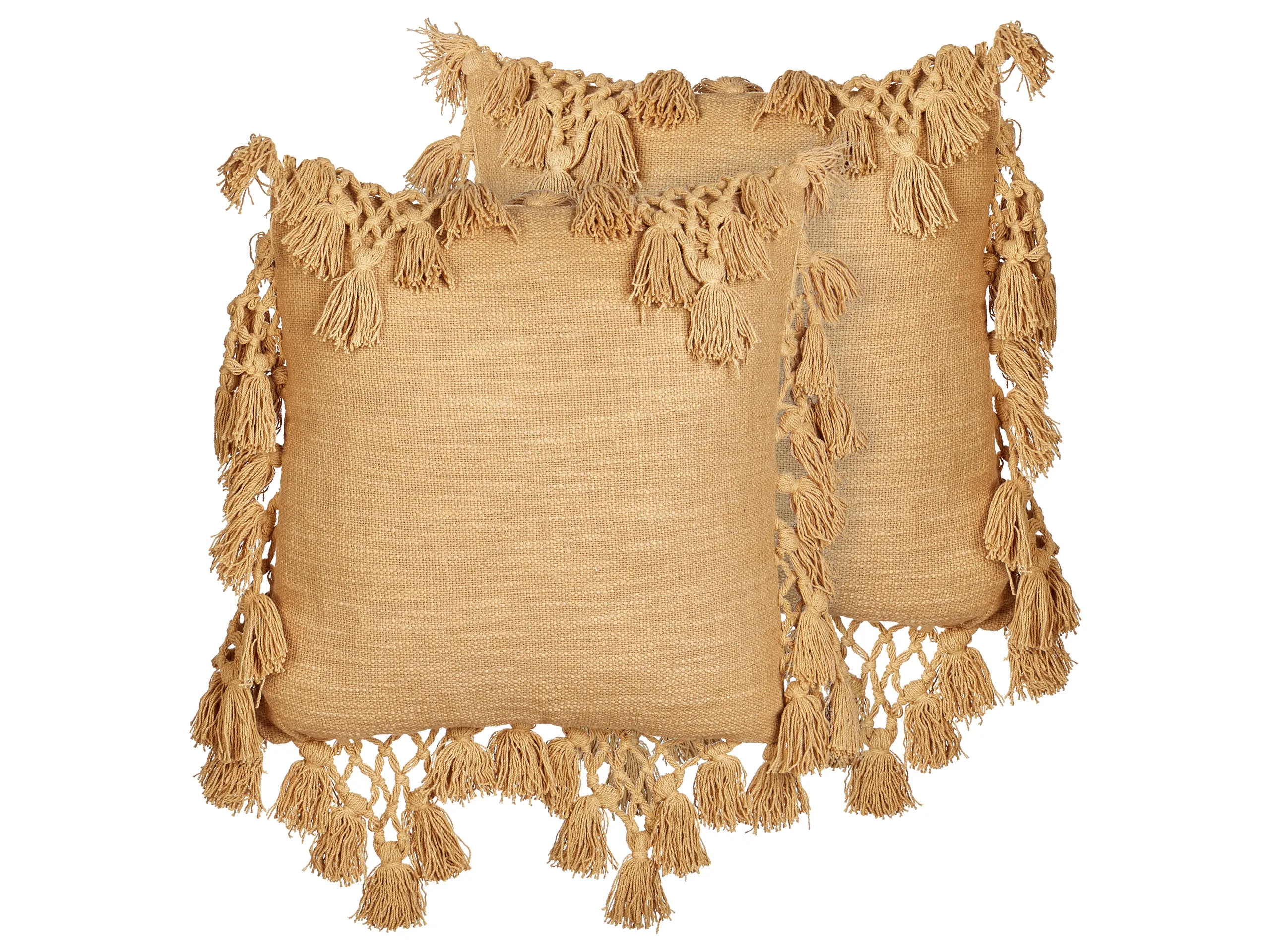 Conjunto de 2 cojines decorativos OLEARIA Algodón 45 x 45 cm Arena Liso