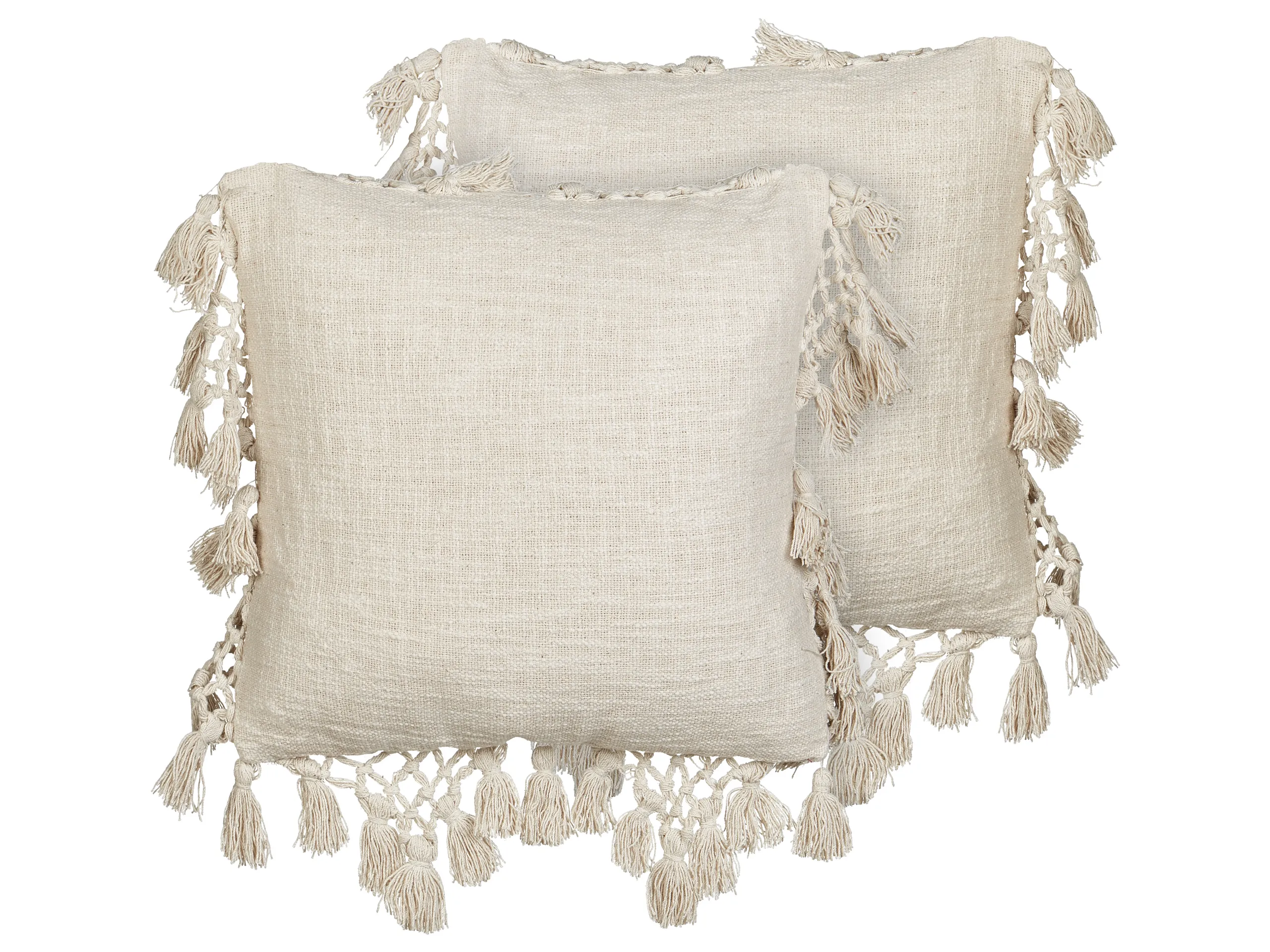 Conjunto de 2 cojines decorativos OLEARIA Algodón 45 x 45 cm Beige Liso