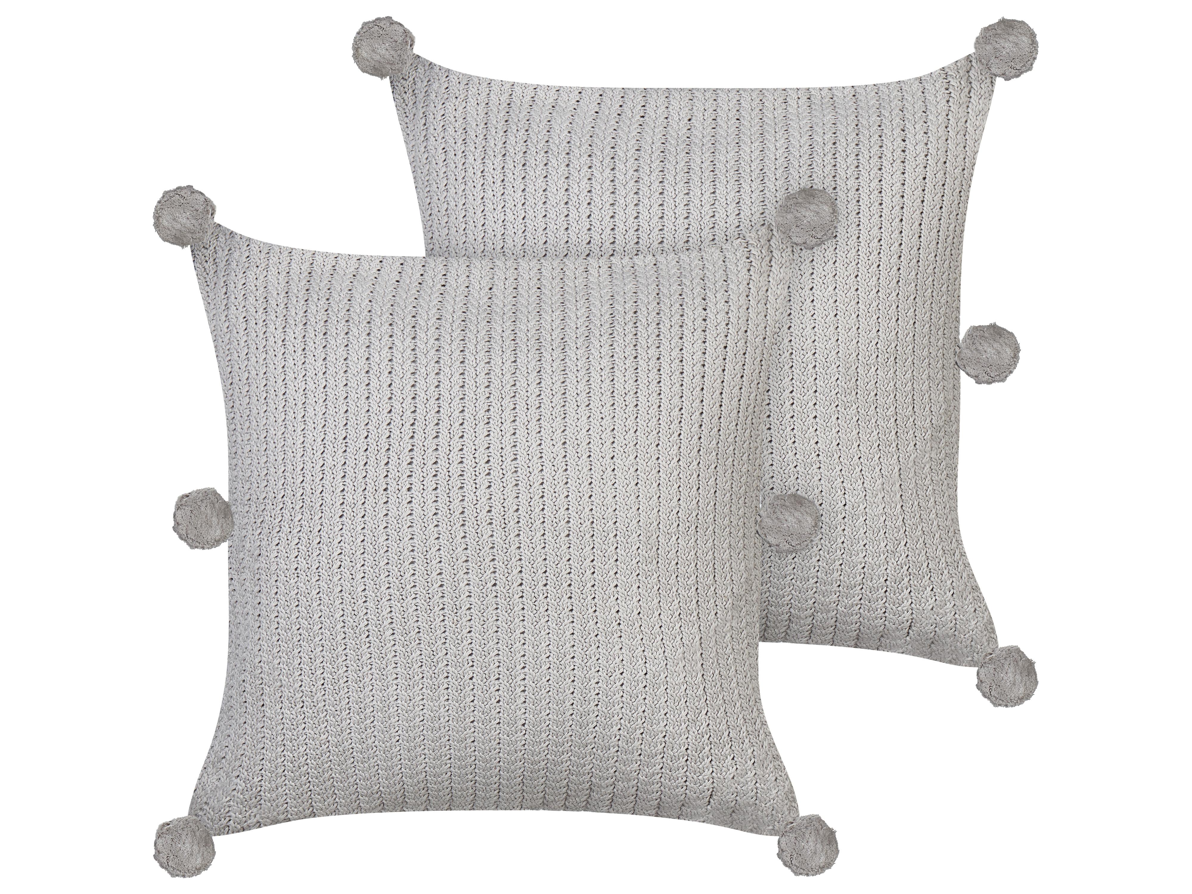 Conjunto de 2 cojines decorativos OCOTEA Algodón 45 x 45 cm Gris Liso