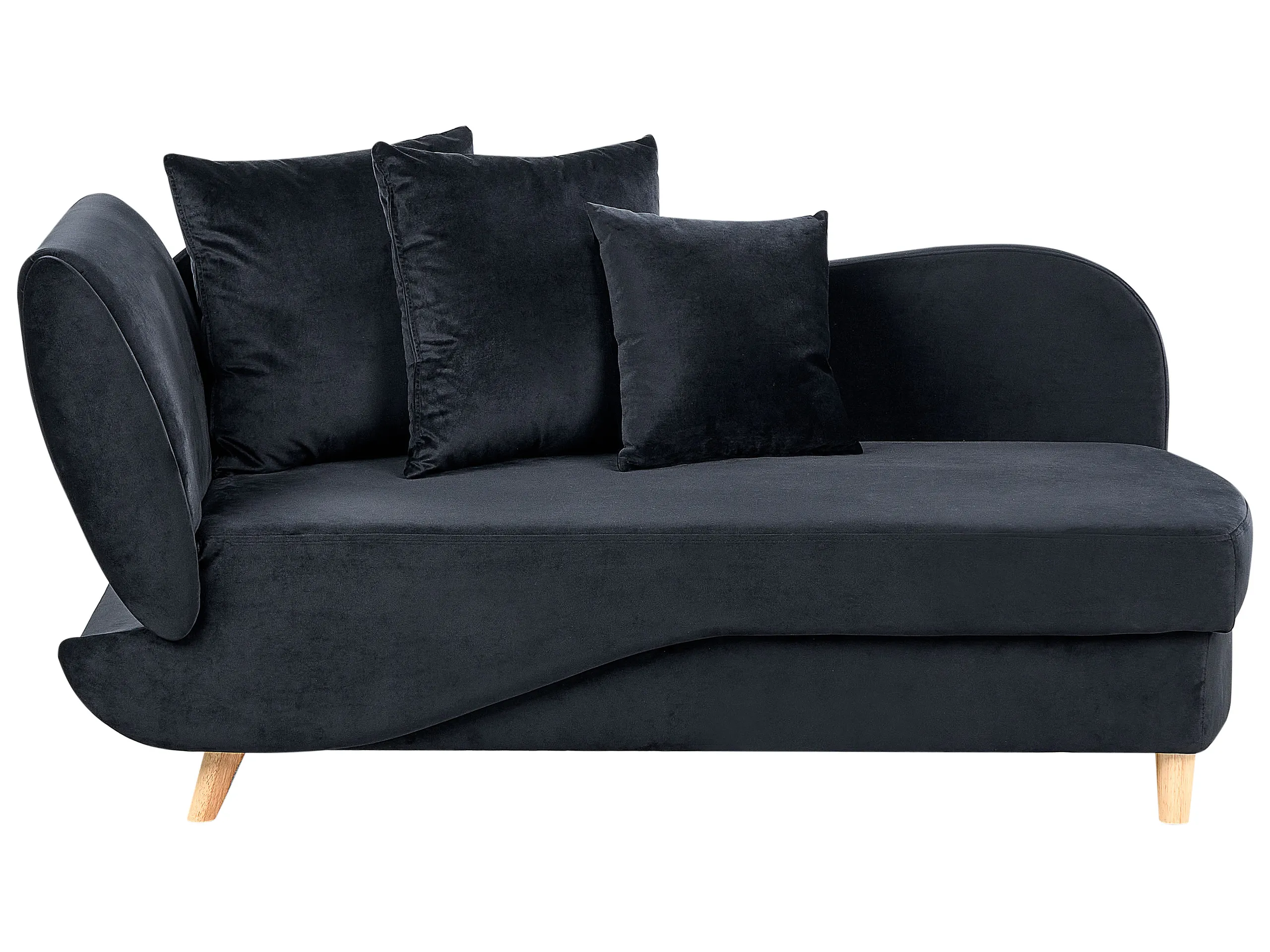 Chaise longue izquierdo MERI Terciopelo Negro con almacenaje