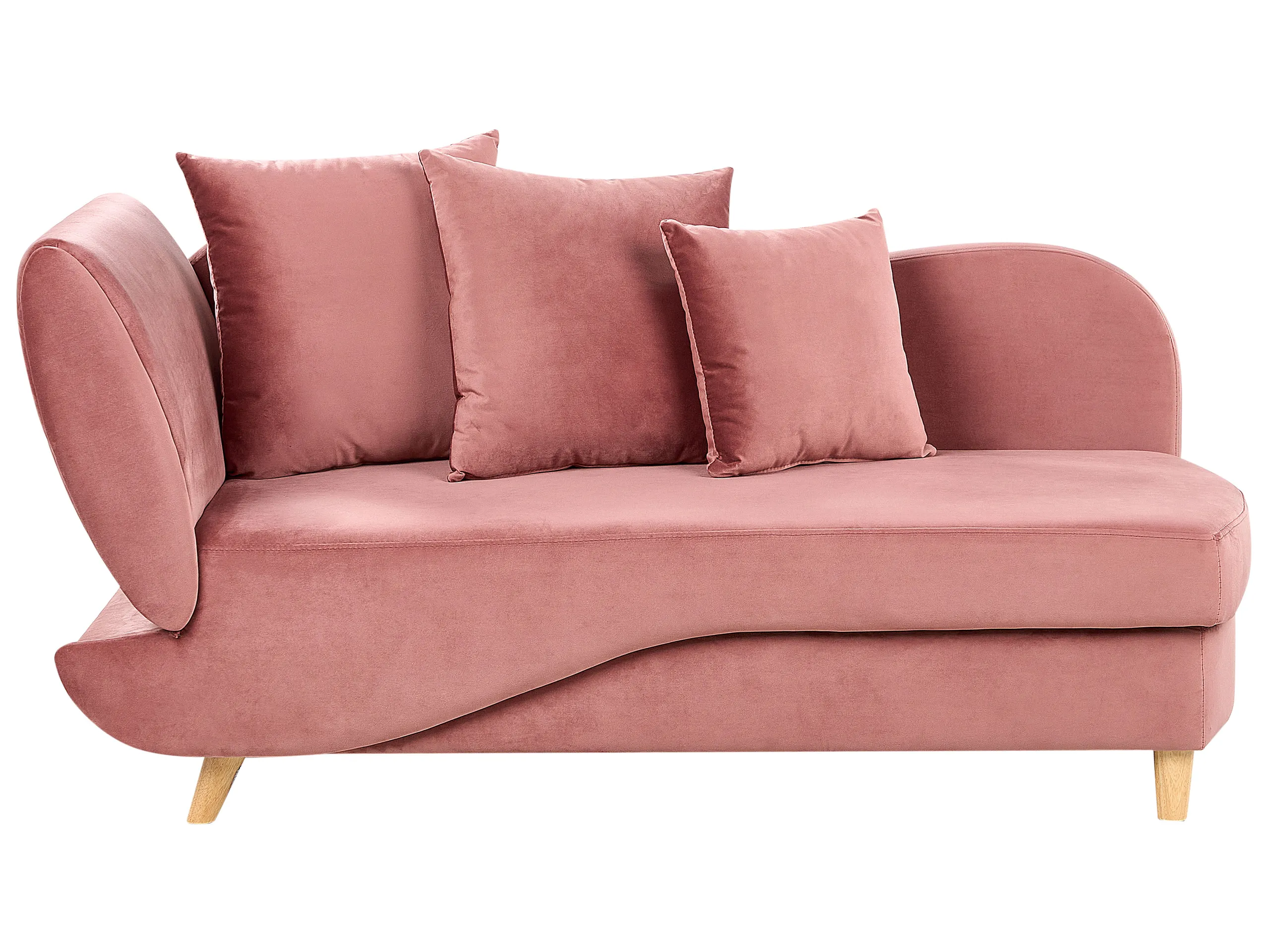 Chaise longue izquierdo MERI Terciopelo Rosa con almacenaje