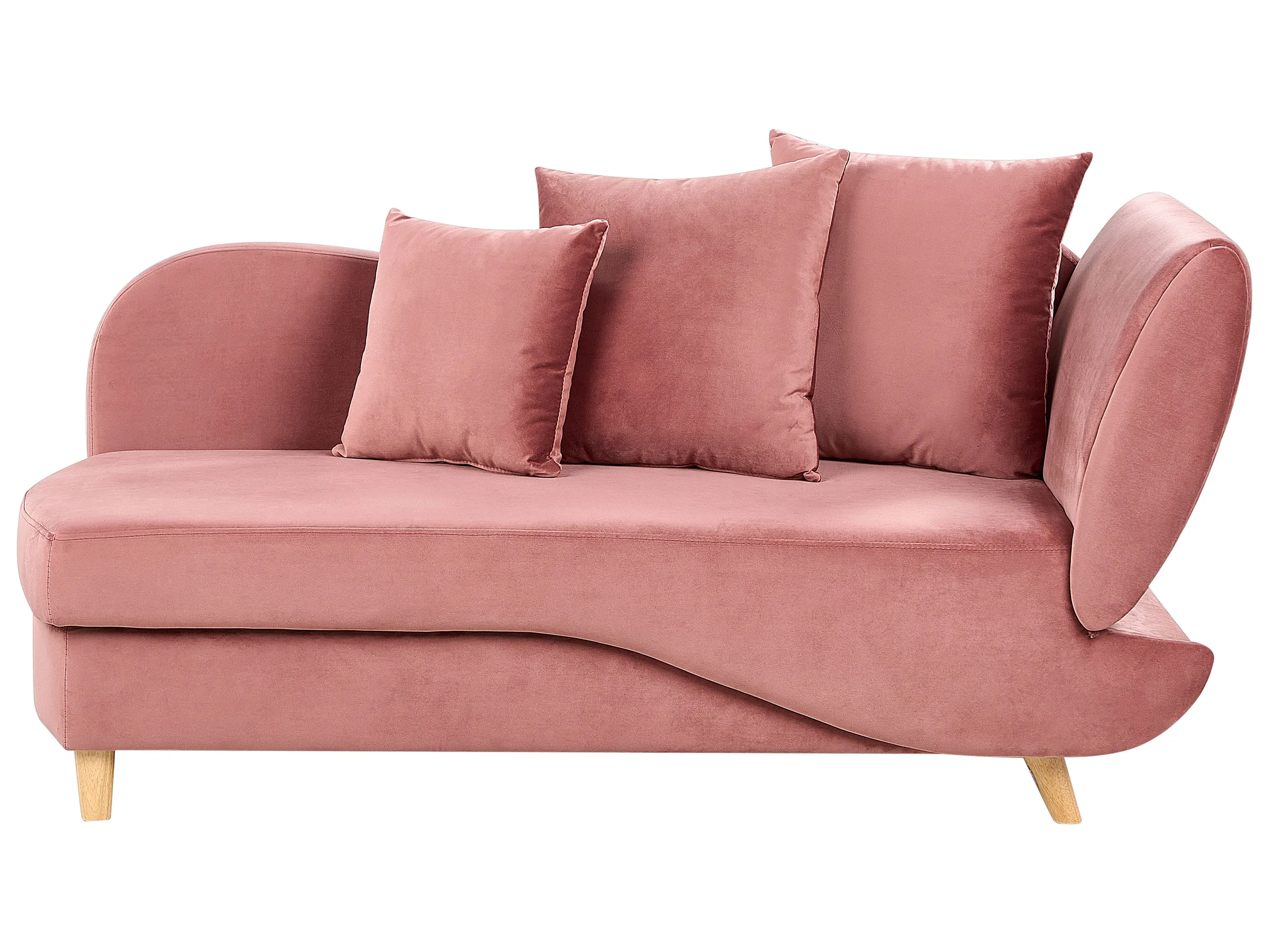 Chaise longue derecho MERI Terciopelo Rosa con almacenaje