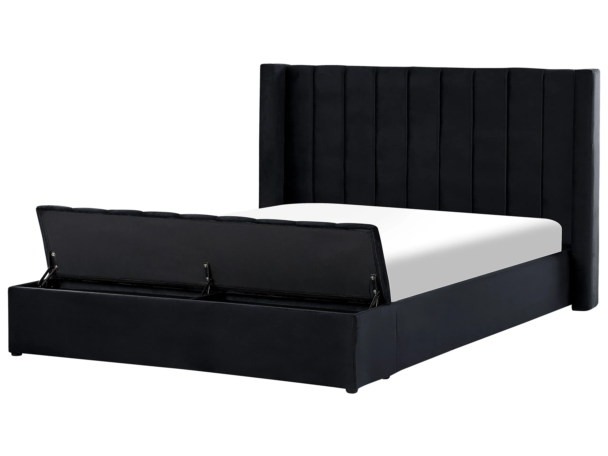 Cama de agua con banco de almacenaje Terciopelo NOYERS 180 x 200 cm Negro