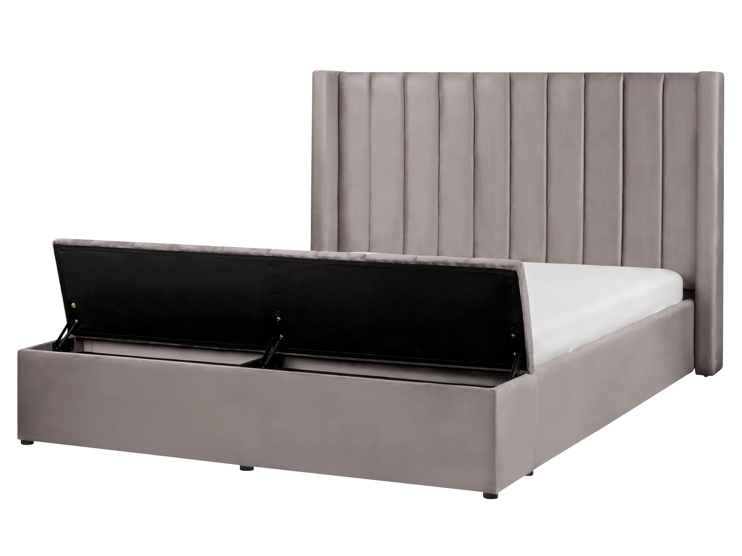 Cama de agua con banco de almacenaje Terciopelo NOYERS 160 x 200 cm Gris