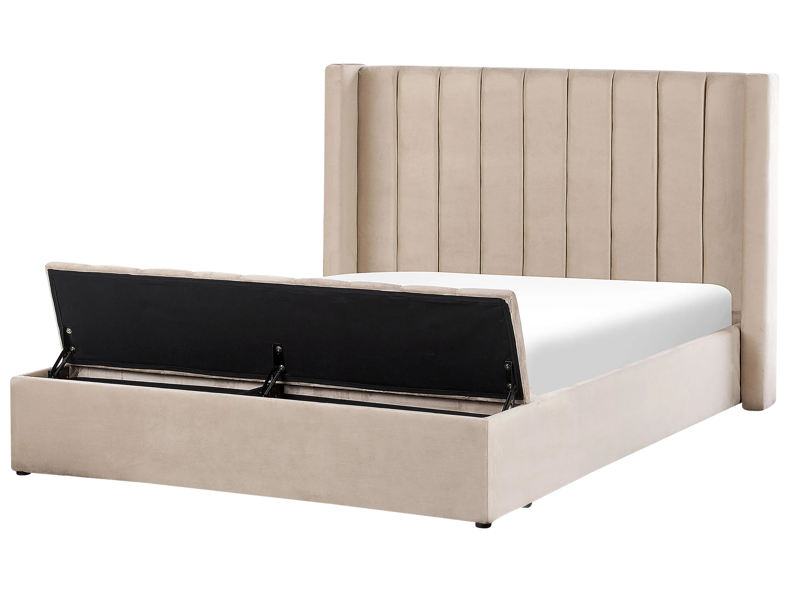 Cama de agua con banco de almacenaje Terciopelo NOYERS 160 x 200 cm Beige