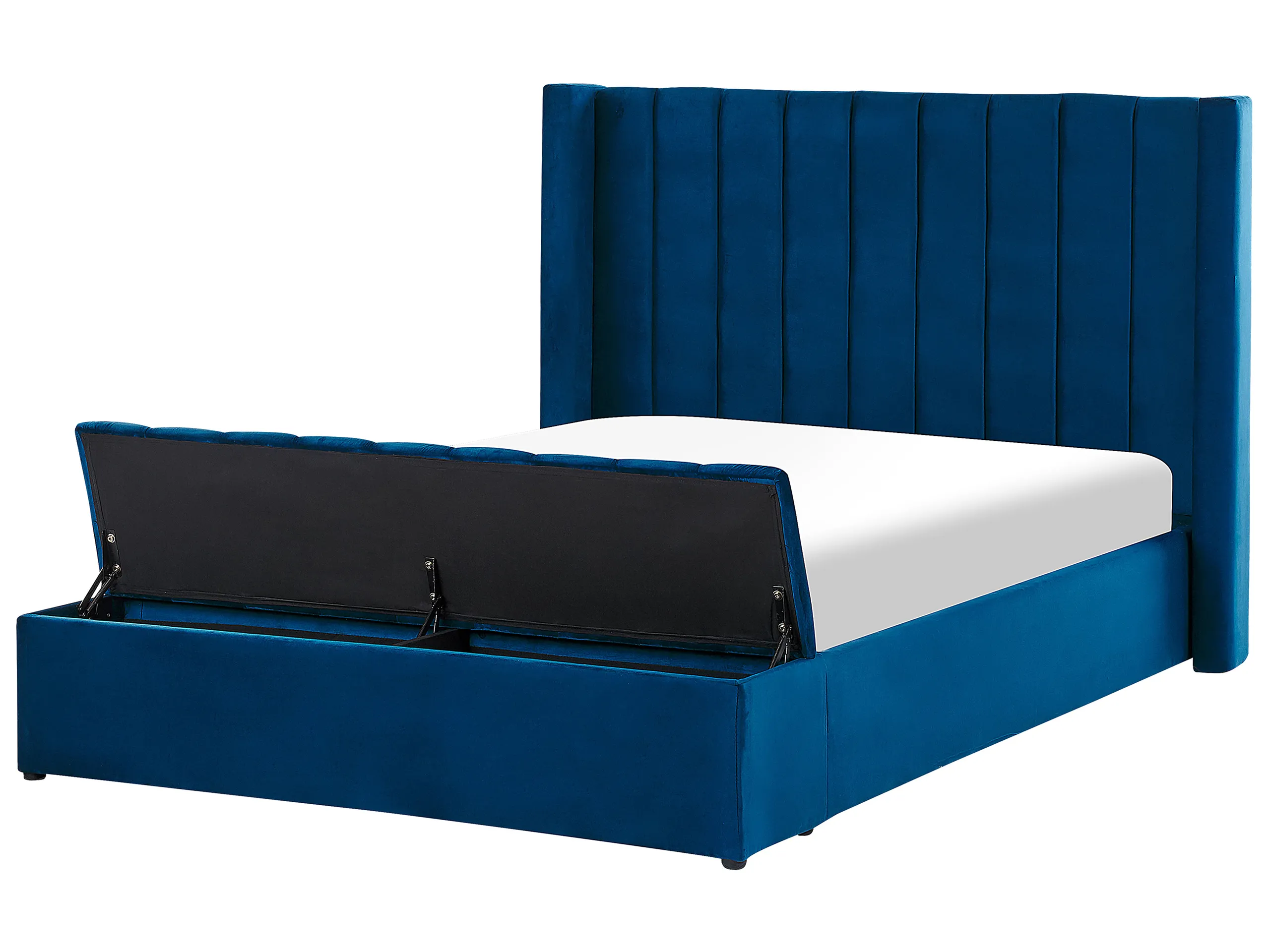 Cama de agua con banco de almacenaje Terciopelo NOYERS 140 x 200 cm Azul