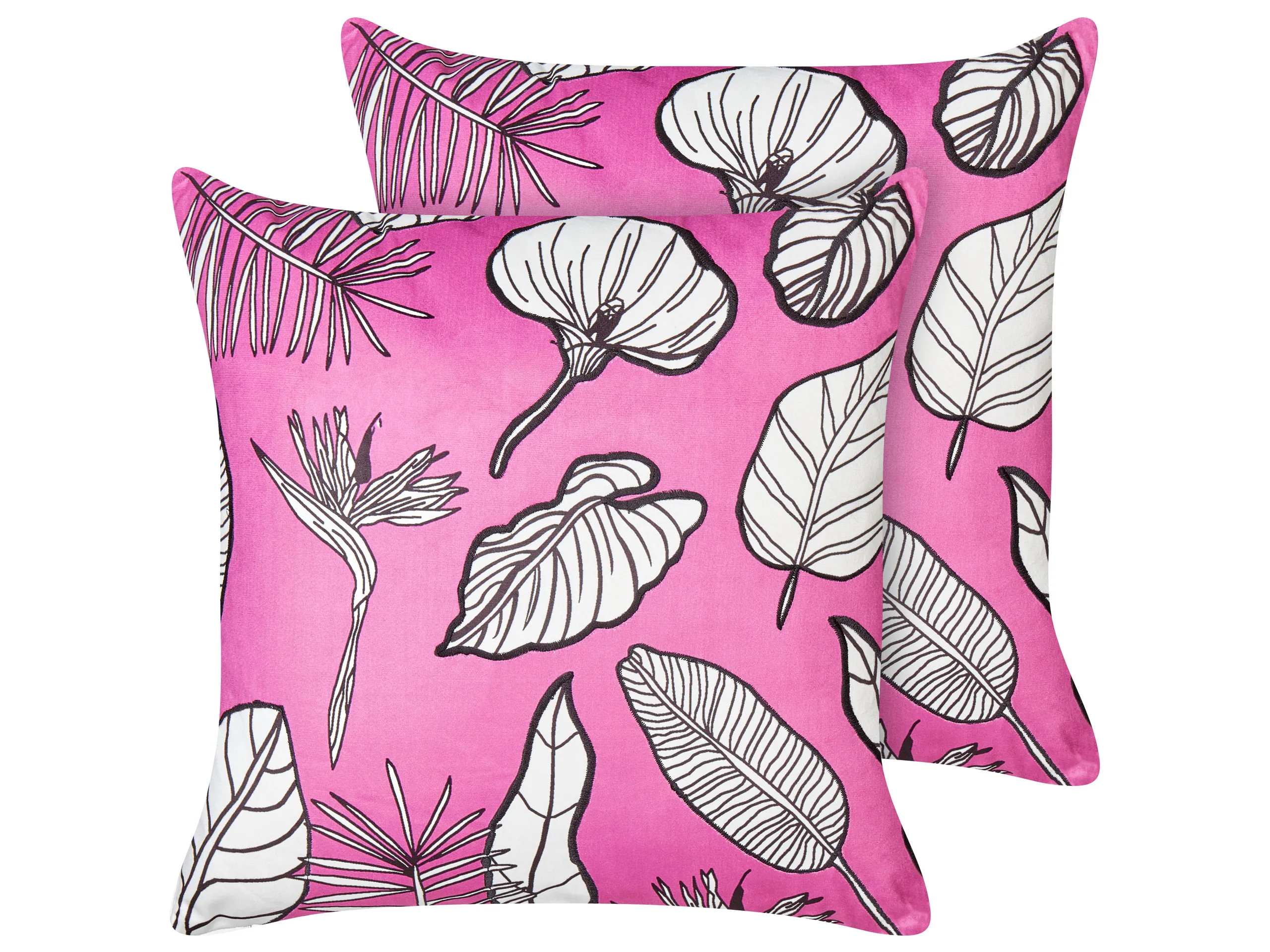 Conjunto de 2 cojines decorativos MALVA Terciopelo 45 x 45 cm Rosa Patrón floral