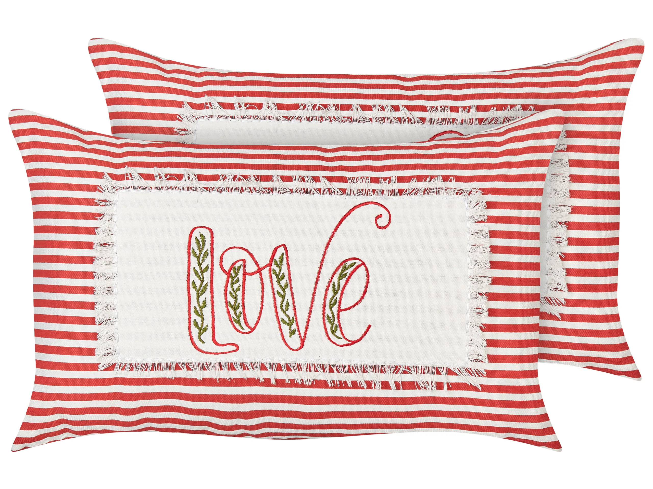 Conjunto de 2 cojines decorativos ALSINE Algodón 30 x 50 cm Rojo A rayas