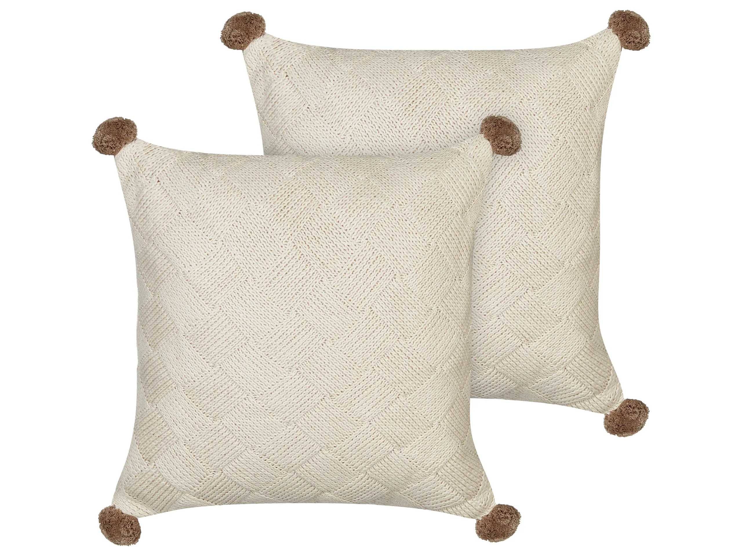 Conjunto de 2 cojines decorativos OBERONIA Algodón 45 x 45 cm Beige Liso