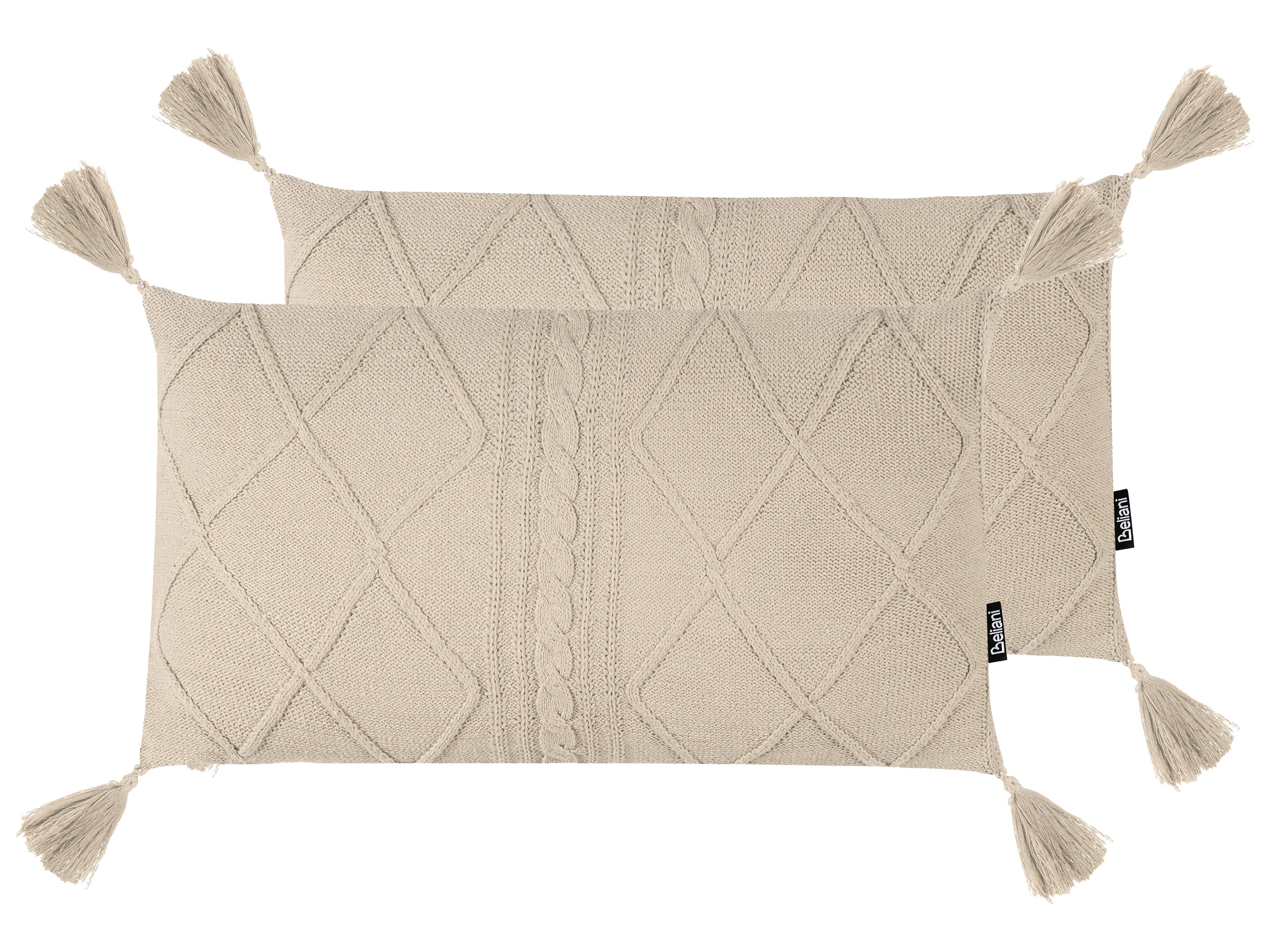 Conjunto de 2 cojines decorativos CAESIA Algodón 30 x 50 cm Beige claro Liso