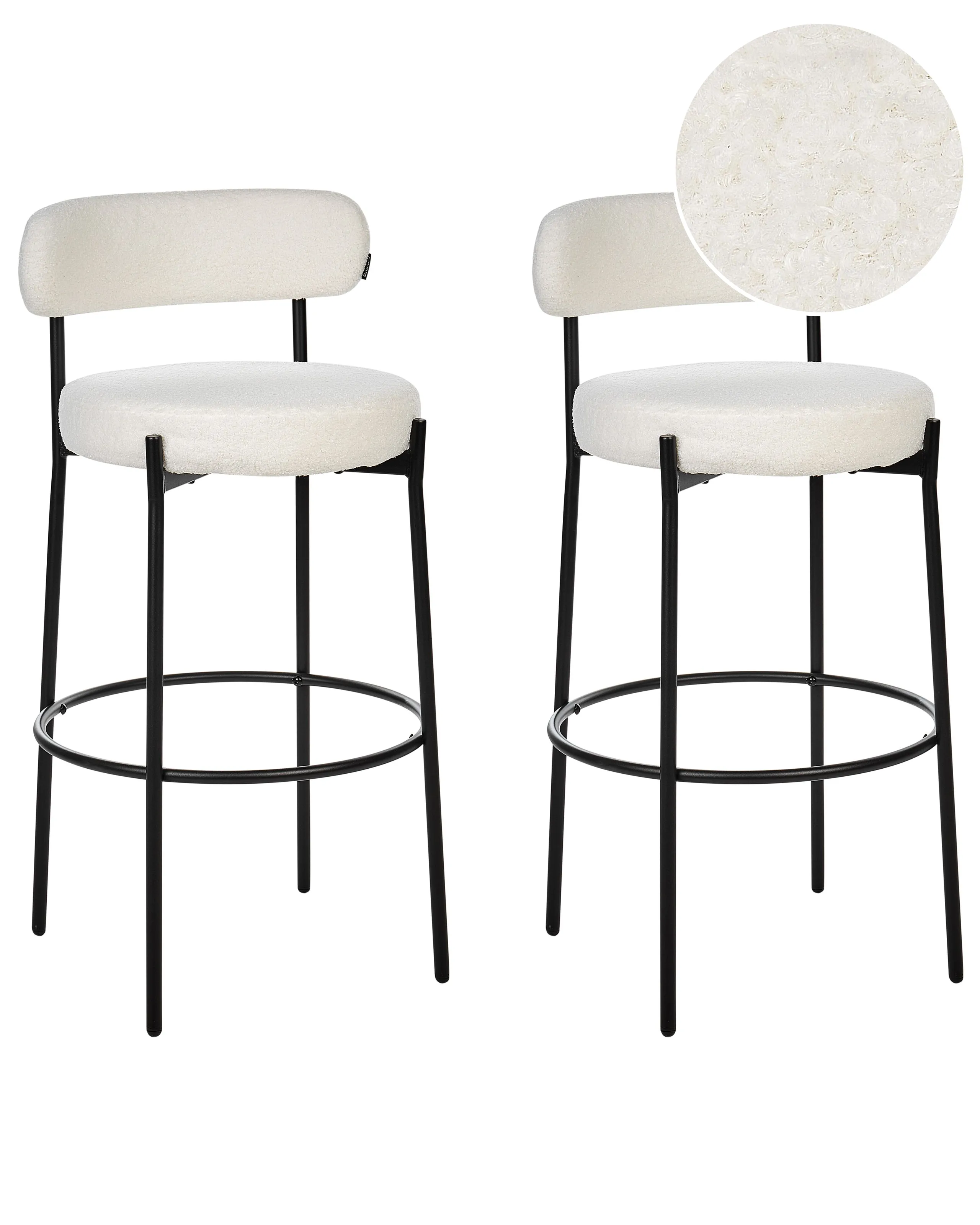 Conjunto de 2 sillas de bar ALLISON Bouclé Blanco
