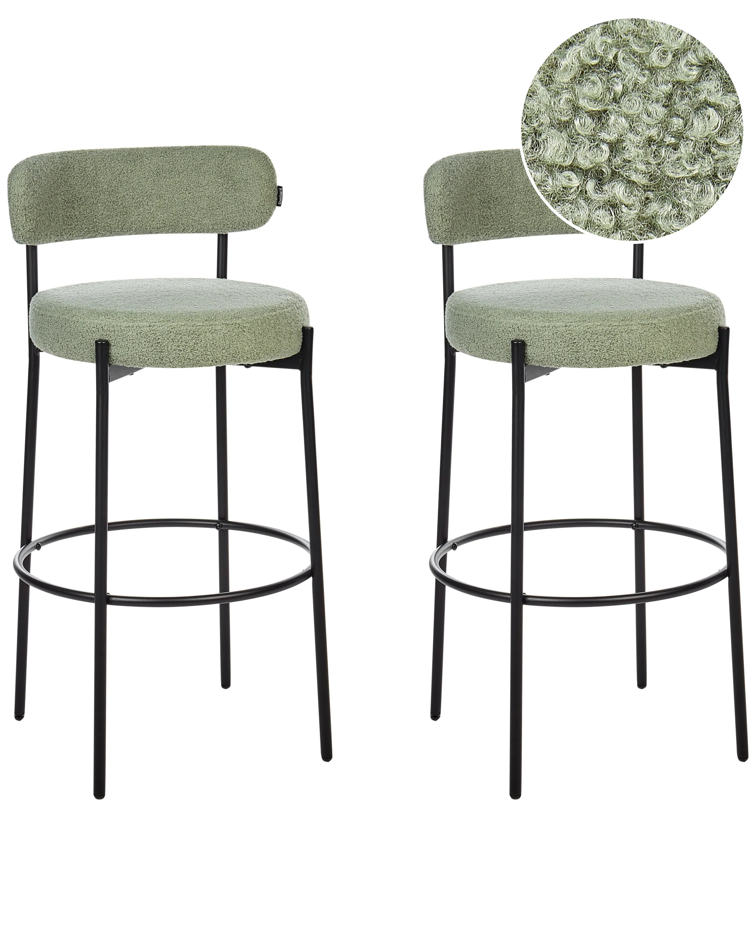 Conjunto de 2 sillas de bar ALLISON Bouclé Verde claro