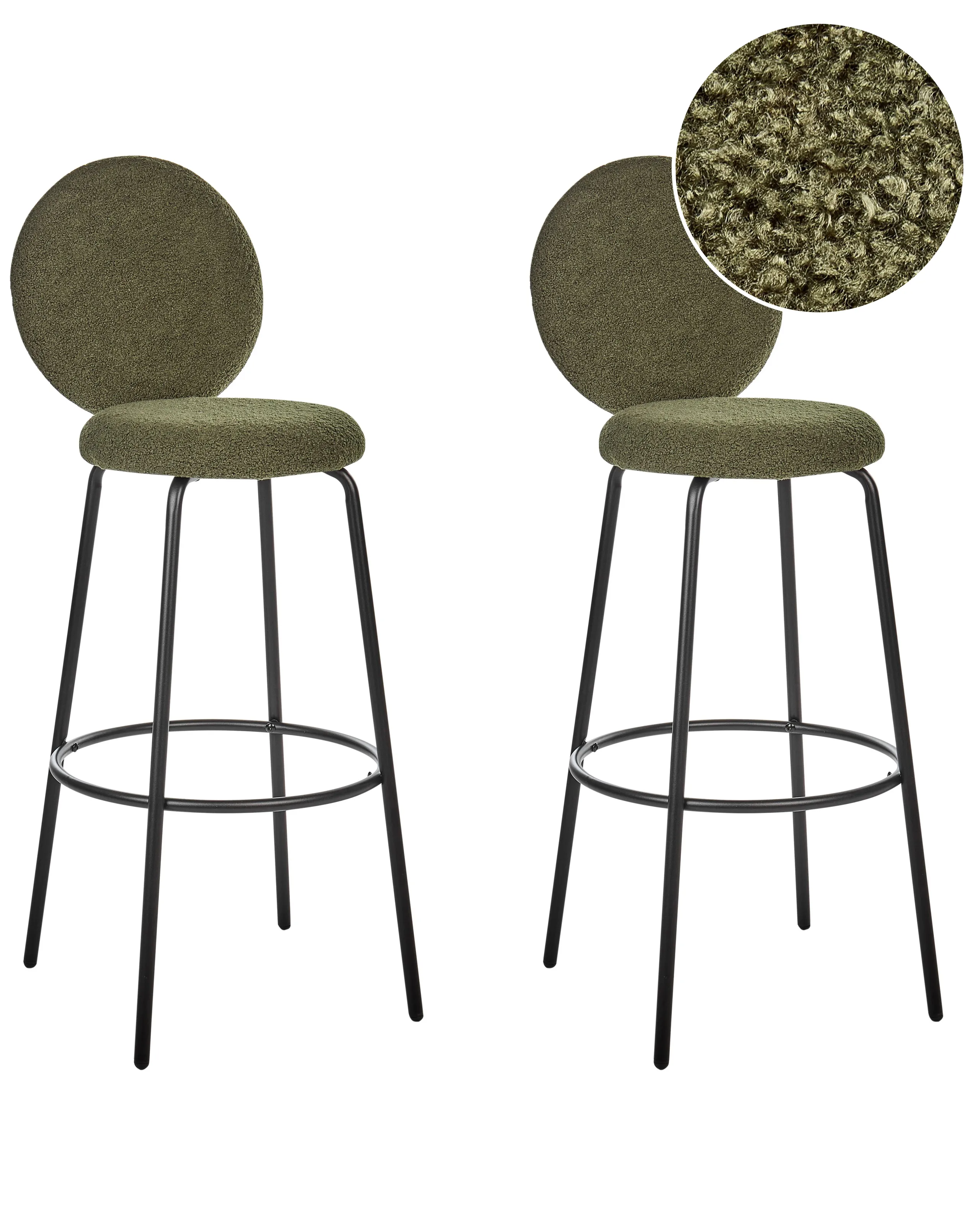 Conjunto de 2 sillas de bar EMERY Bouclé Verde oscuro