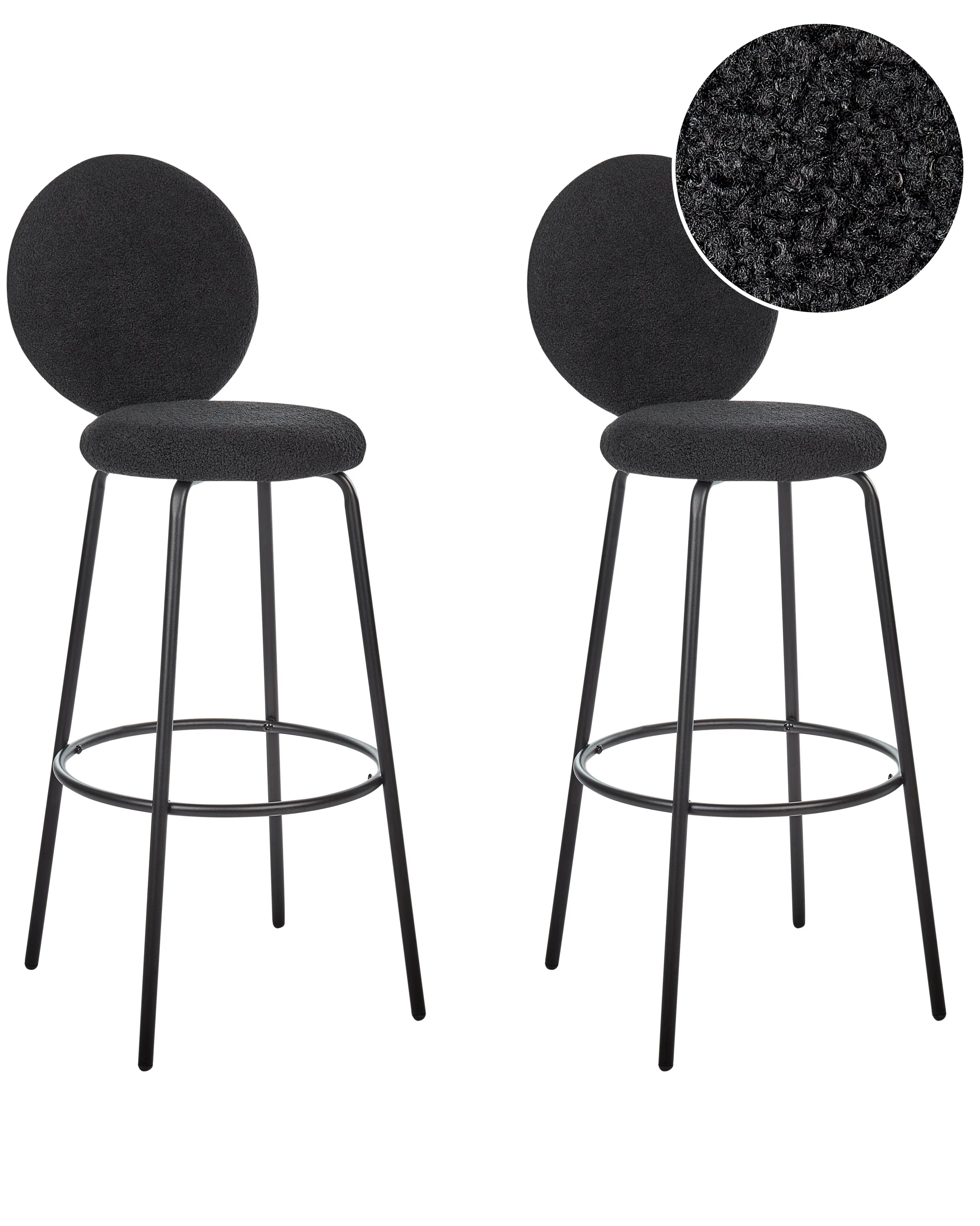 Conjunto de 2 sillas de bar EMERY Bouclé Negro