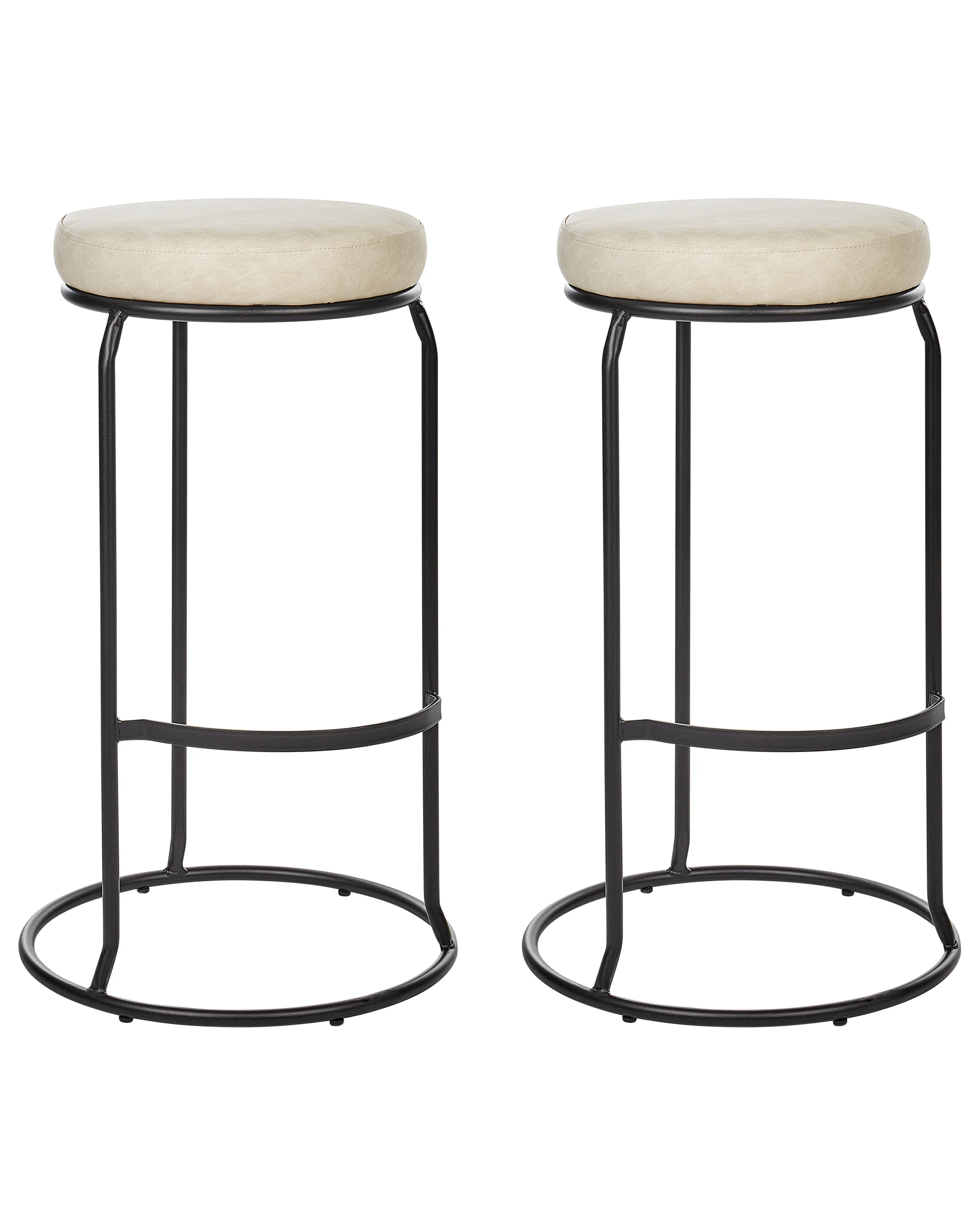 Conjunto de 2 sillas de bar MILROY Piel sintética Beige claro