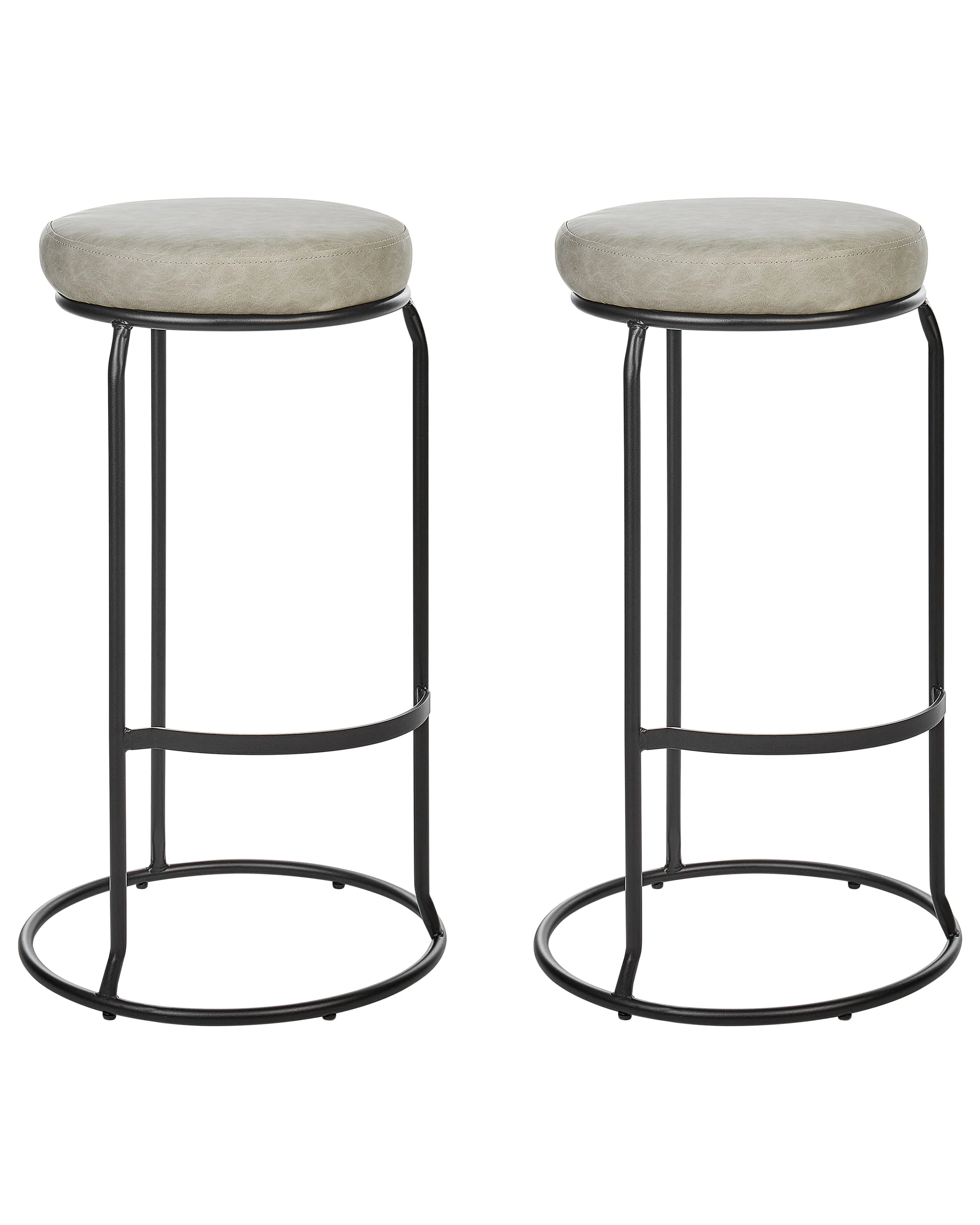 Conjunto de 2 sillas de bar MILROY Piel sintética Gris claro