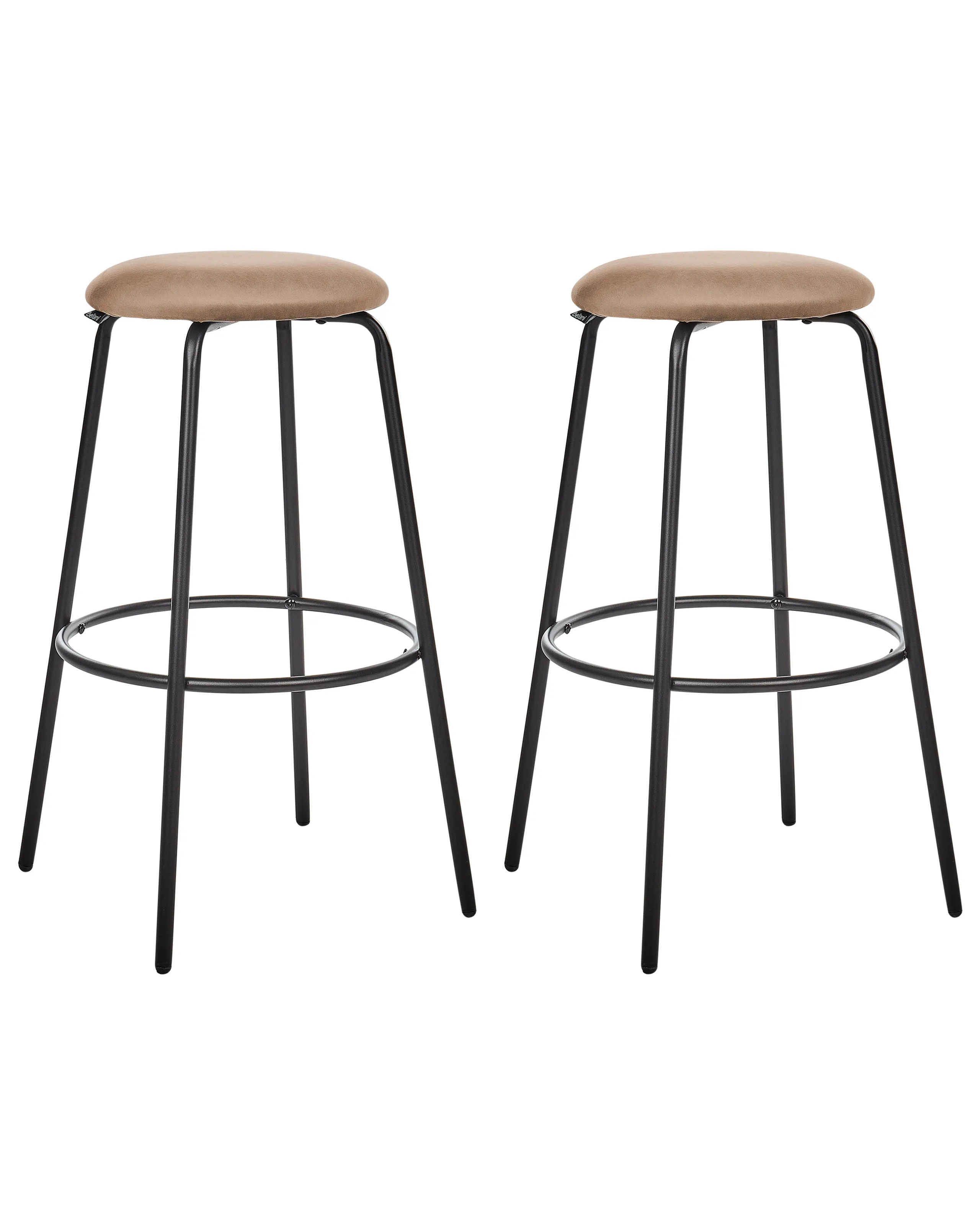 Conjunto de 2 sillas de bar MORTON Terciopelo Marrón claro