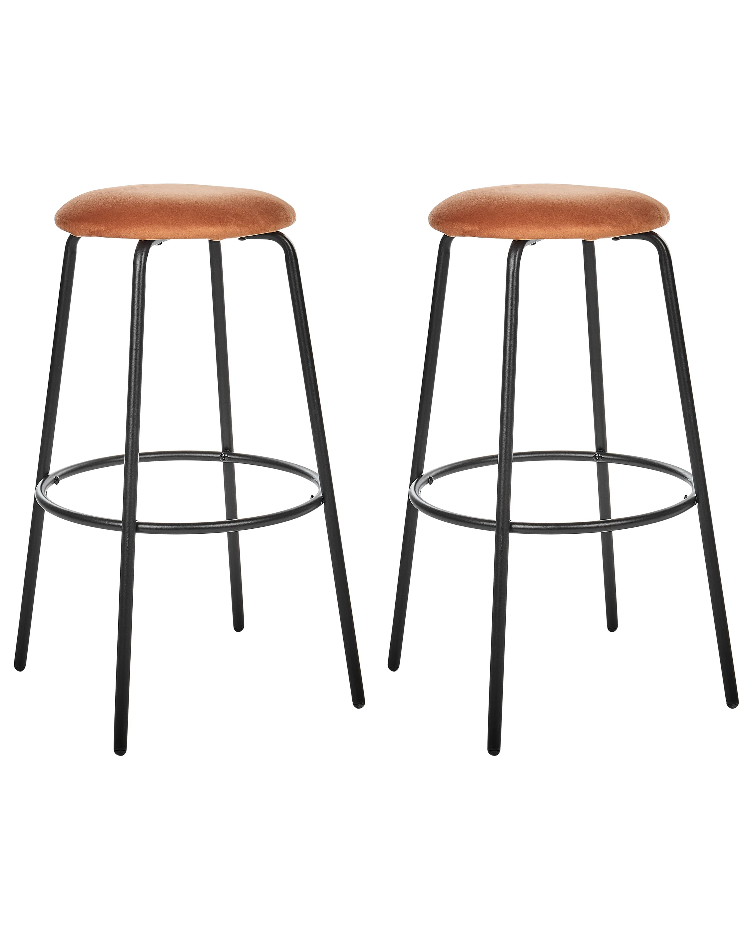 Conjunto de 2 sillas de bar MORTON Terciopelo Naranja
