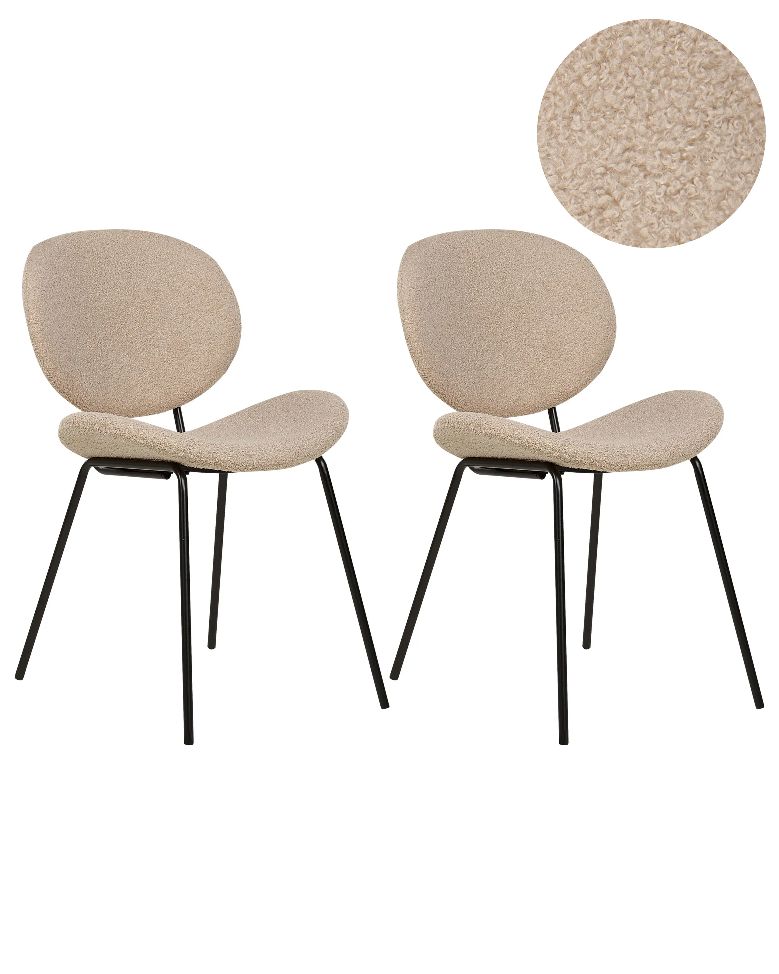 Conjunto de 2 sillas de comedor LUANA Bouclé Gris pardo