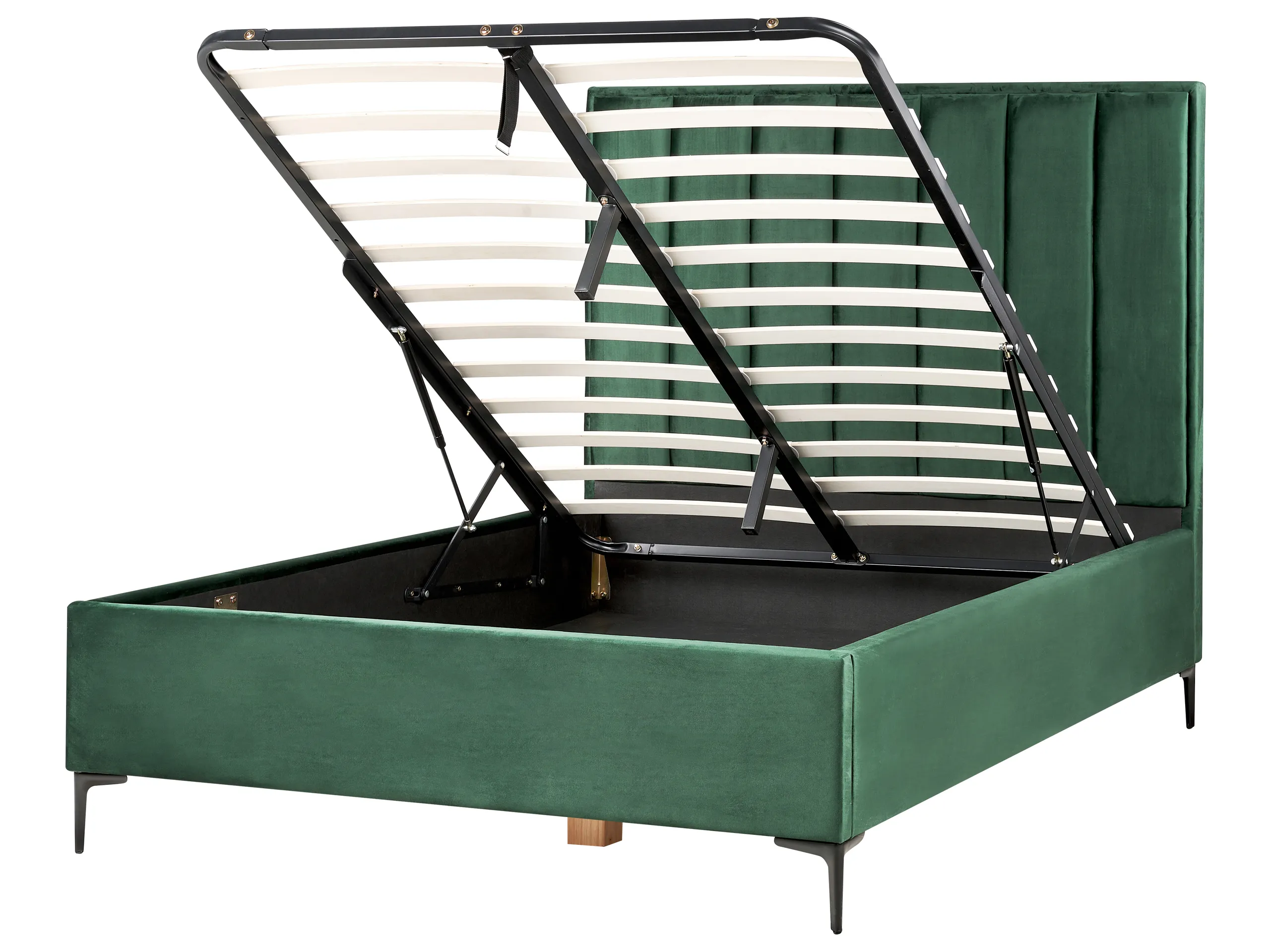 Cama con almacenaje Terciopelo SEZANNE 140 x 200 cm Verde oscuro
