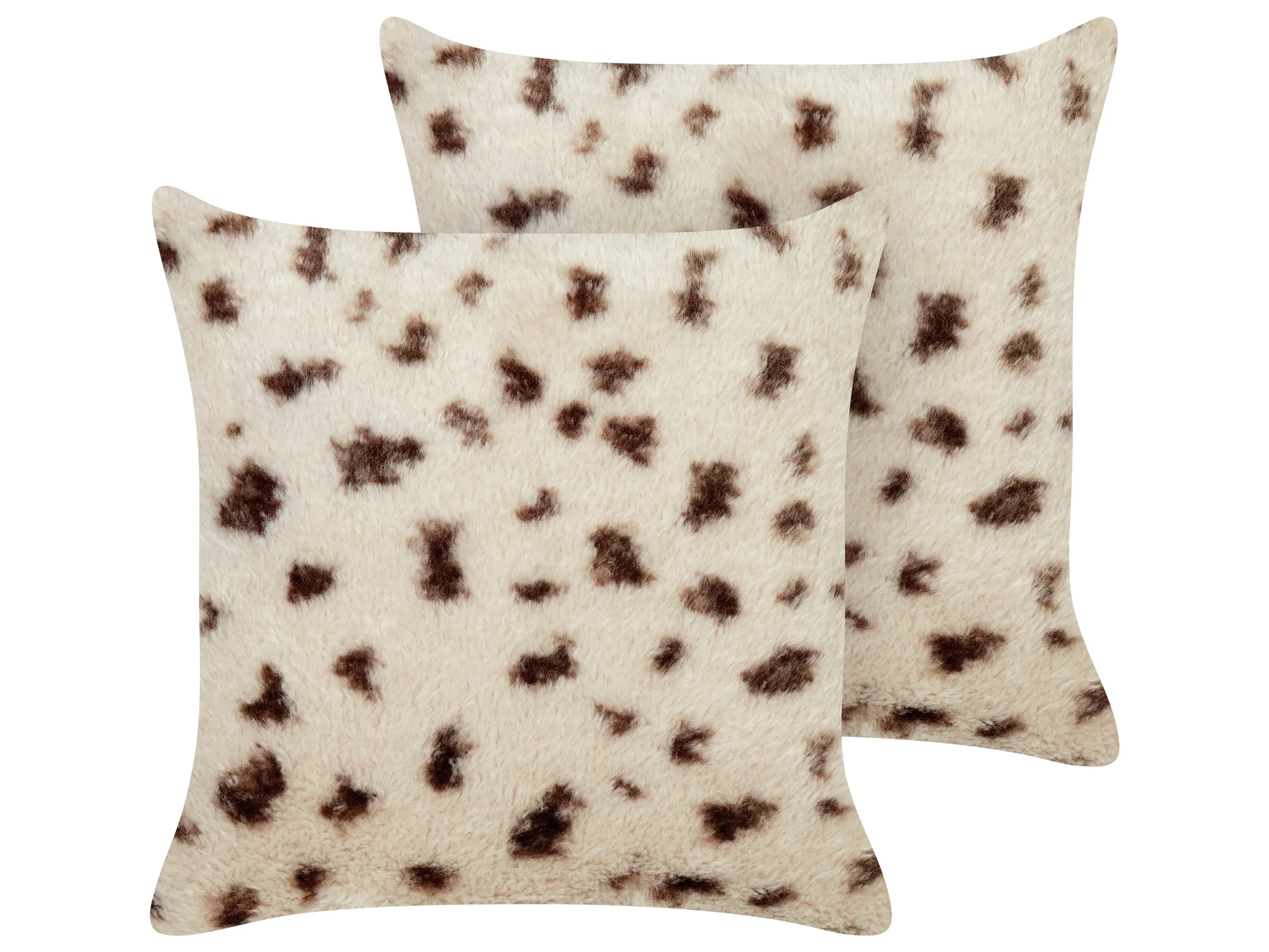 Conjunto de 2 cojines decorativos KASRA Pelo sintético 45 x 45 cm Beige claro Patrón abstracto
