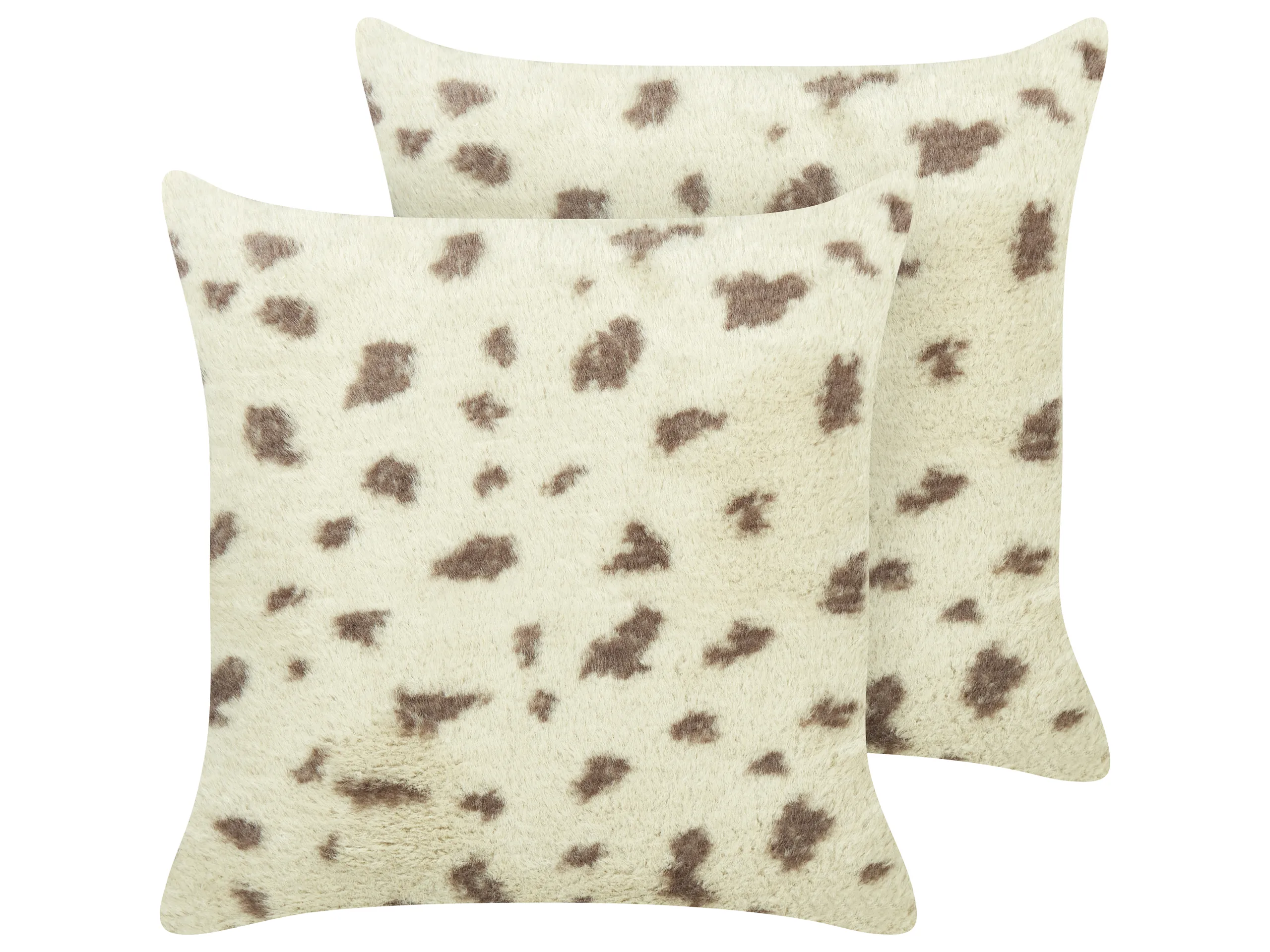 Conjunto de 2 cojines decorativos KASRA Pelo sintético 45 x 45 cm Beige Patrón abstracto
