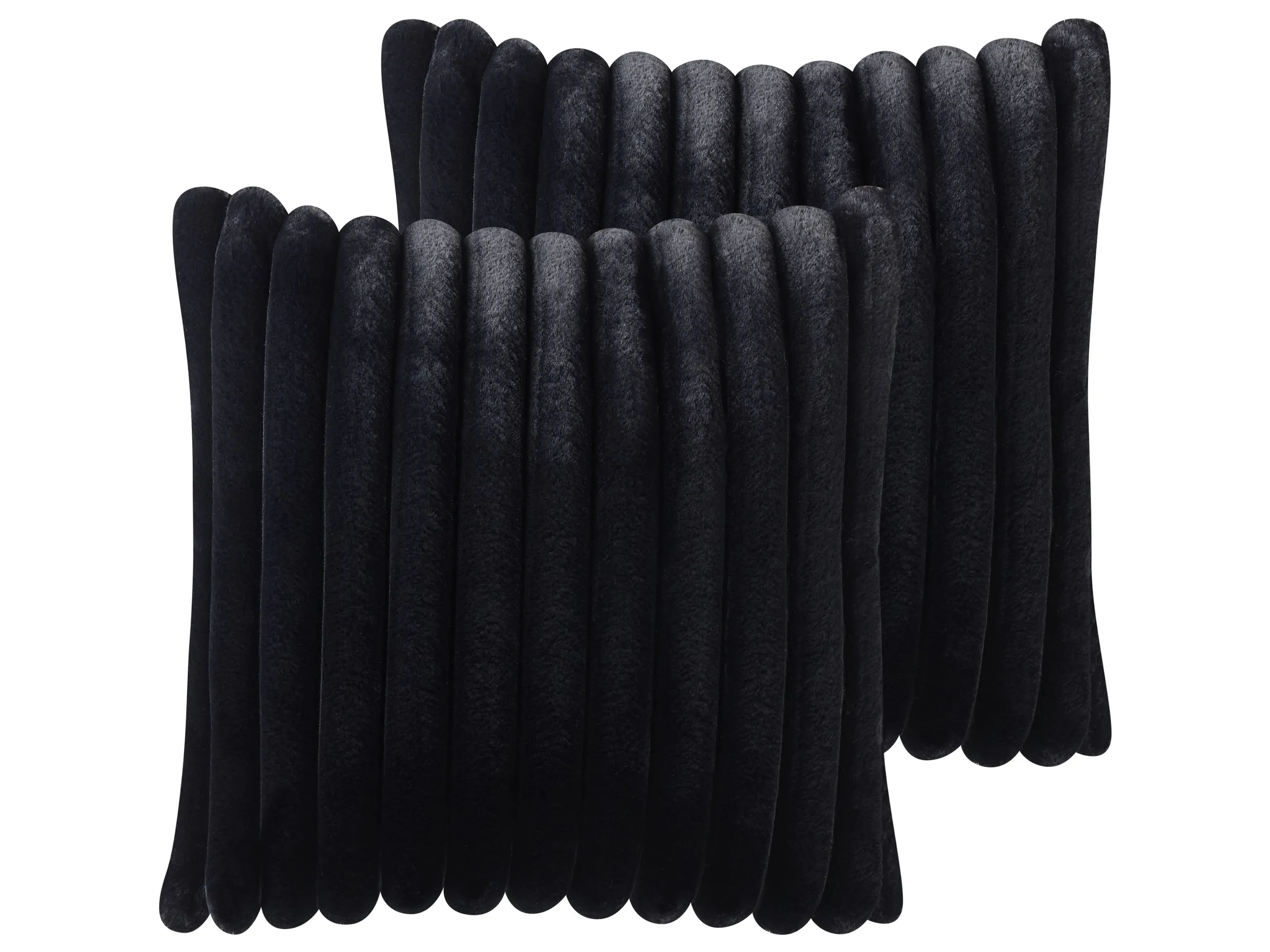 Conjunto de 2 cojines decorativos RAKYA Pelo sintético 45 x 45 cm Negro A rayas