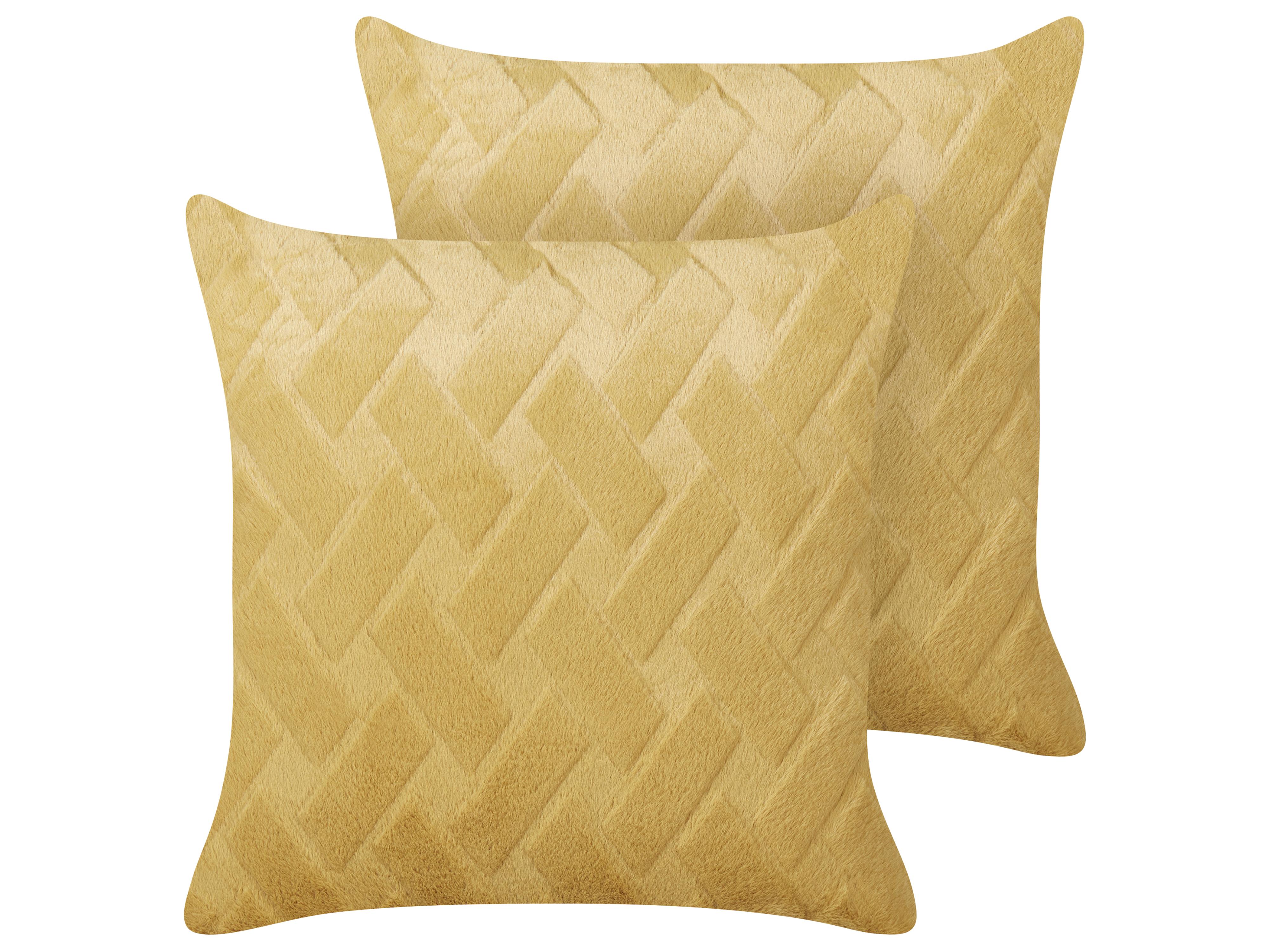 Conjunto de 2 cojines decorativos SITAPUR Pelo sintético 45 x 45 cm Mostaza Liso