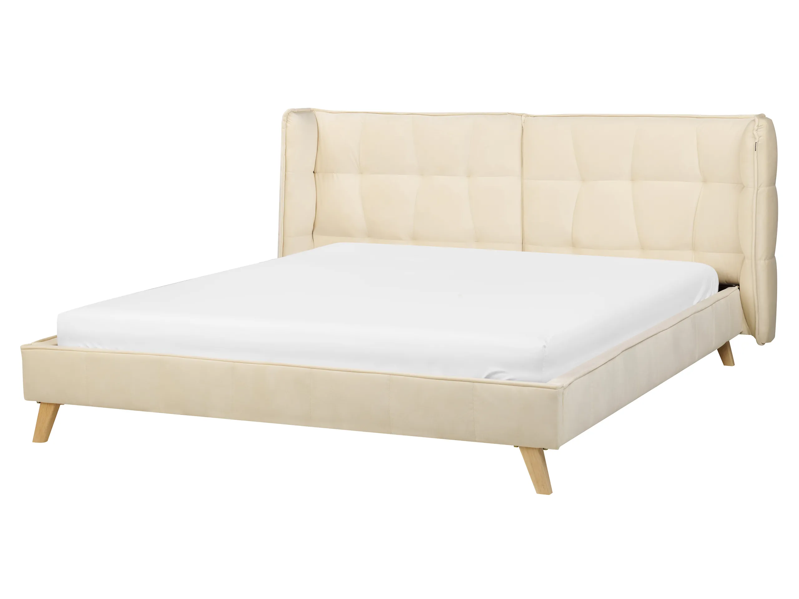 Cama Terciopelo SENLIS 160 x 200 cm Beige