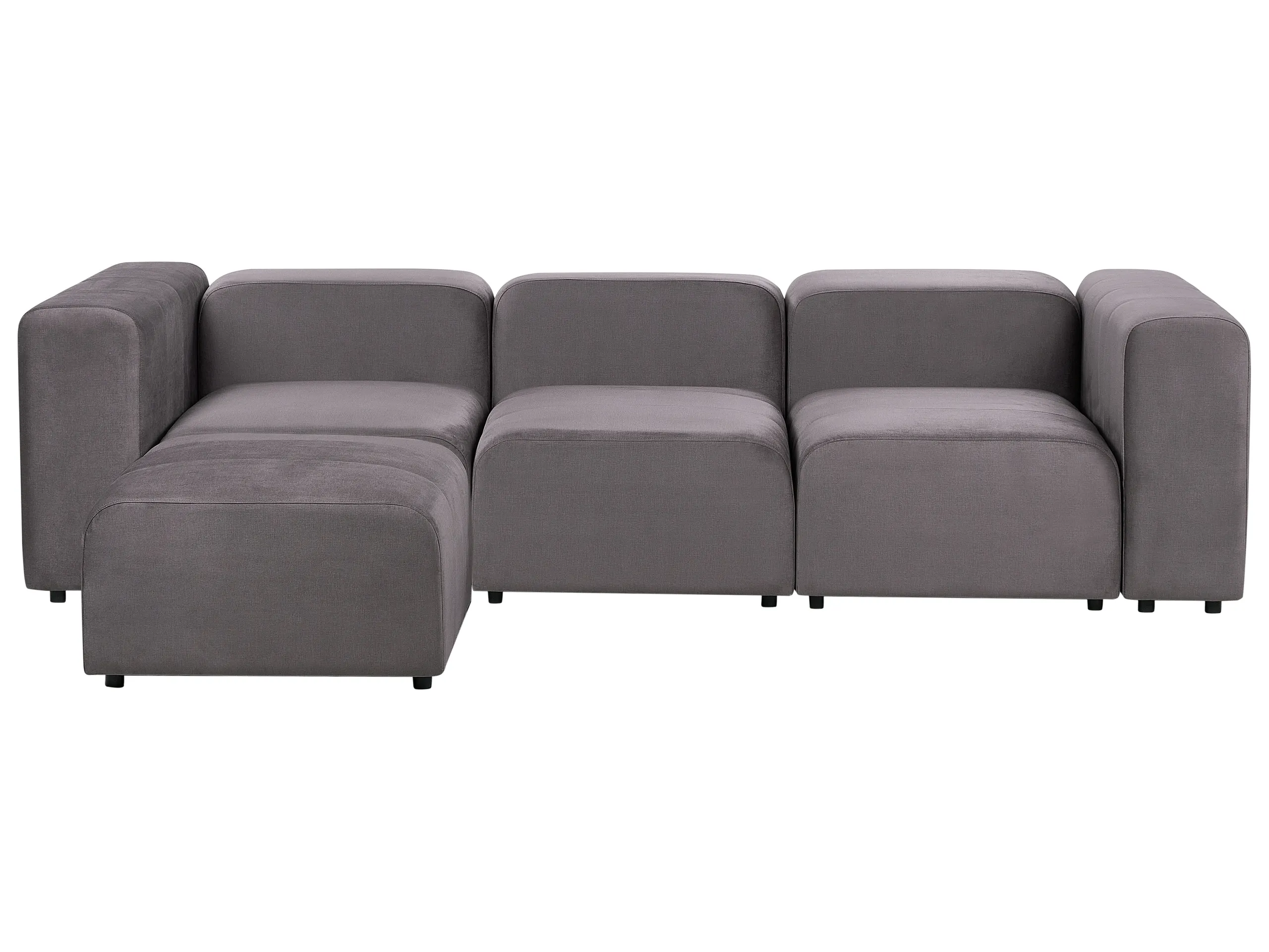 Modular Sofa 3 Seater FALSTERBO Velvet Dark Grey with Ottoman