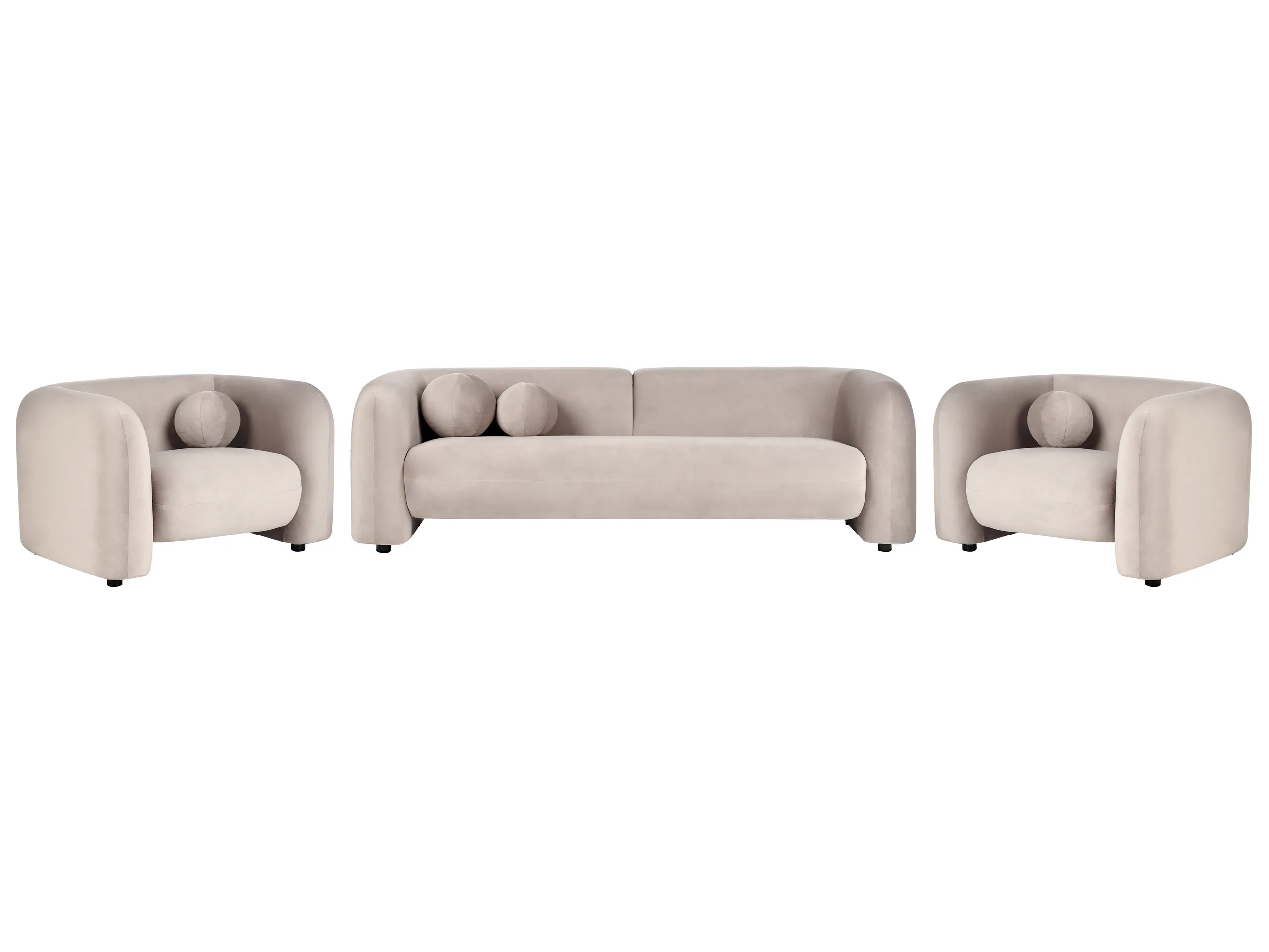 Living Room Set 5 Seater LEIREN Velvet Taupe