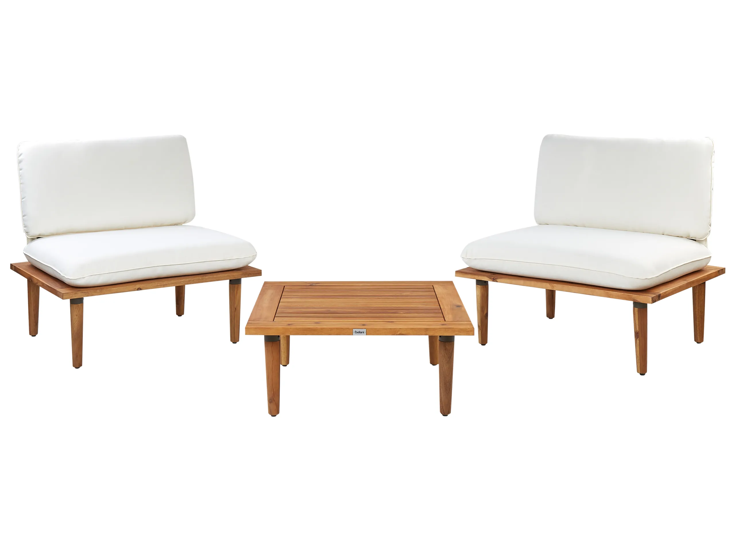 Garden Lounge Set with Table 2 Seater FRASCATI Modular Certified Acacia Wood Off-White