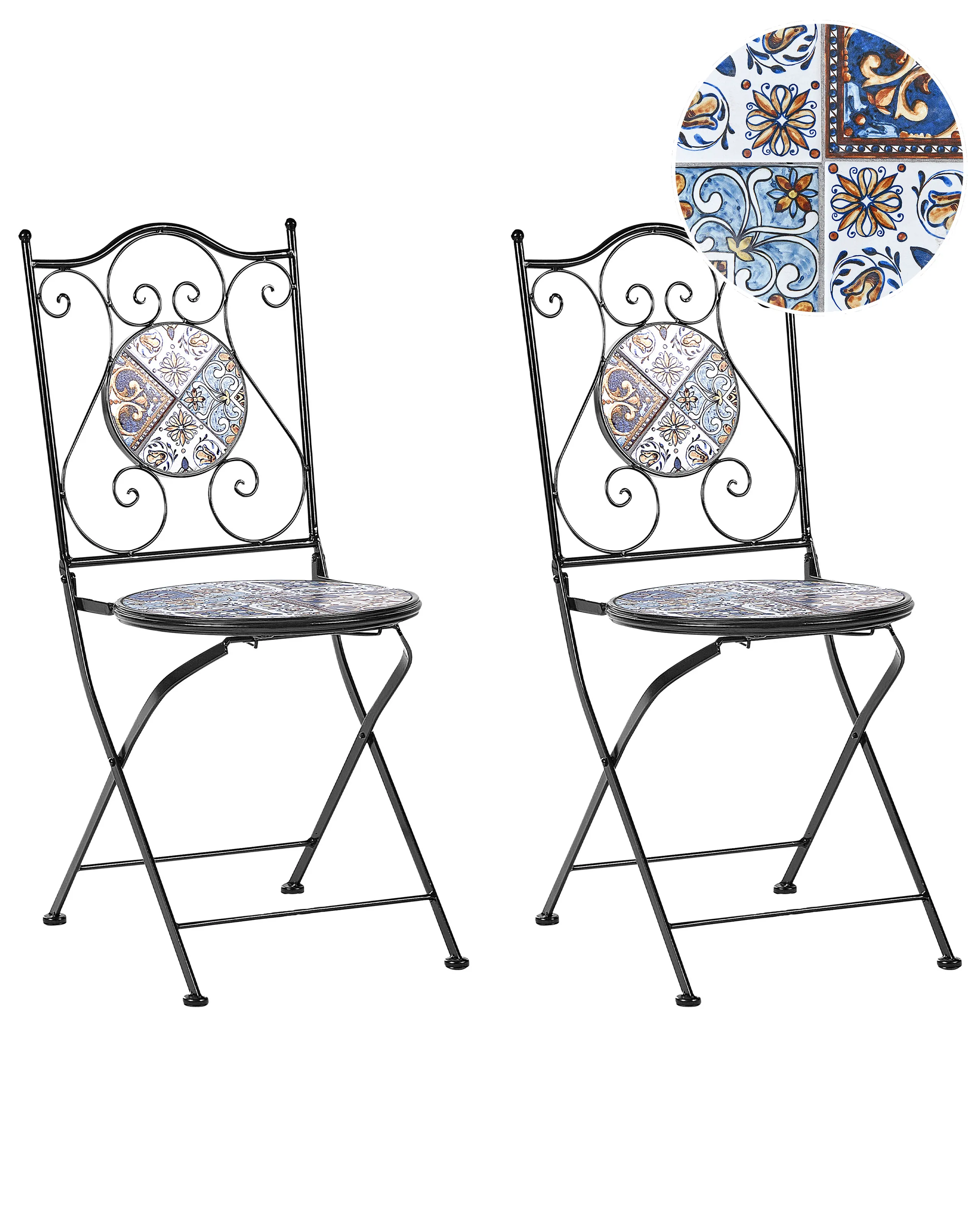 Conjunto de 2 sillas de jardín CIVITA Metal Negro