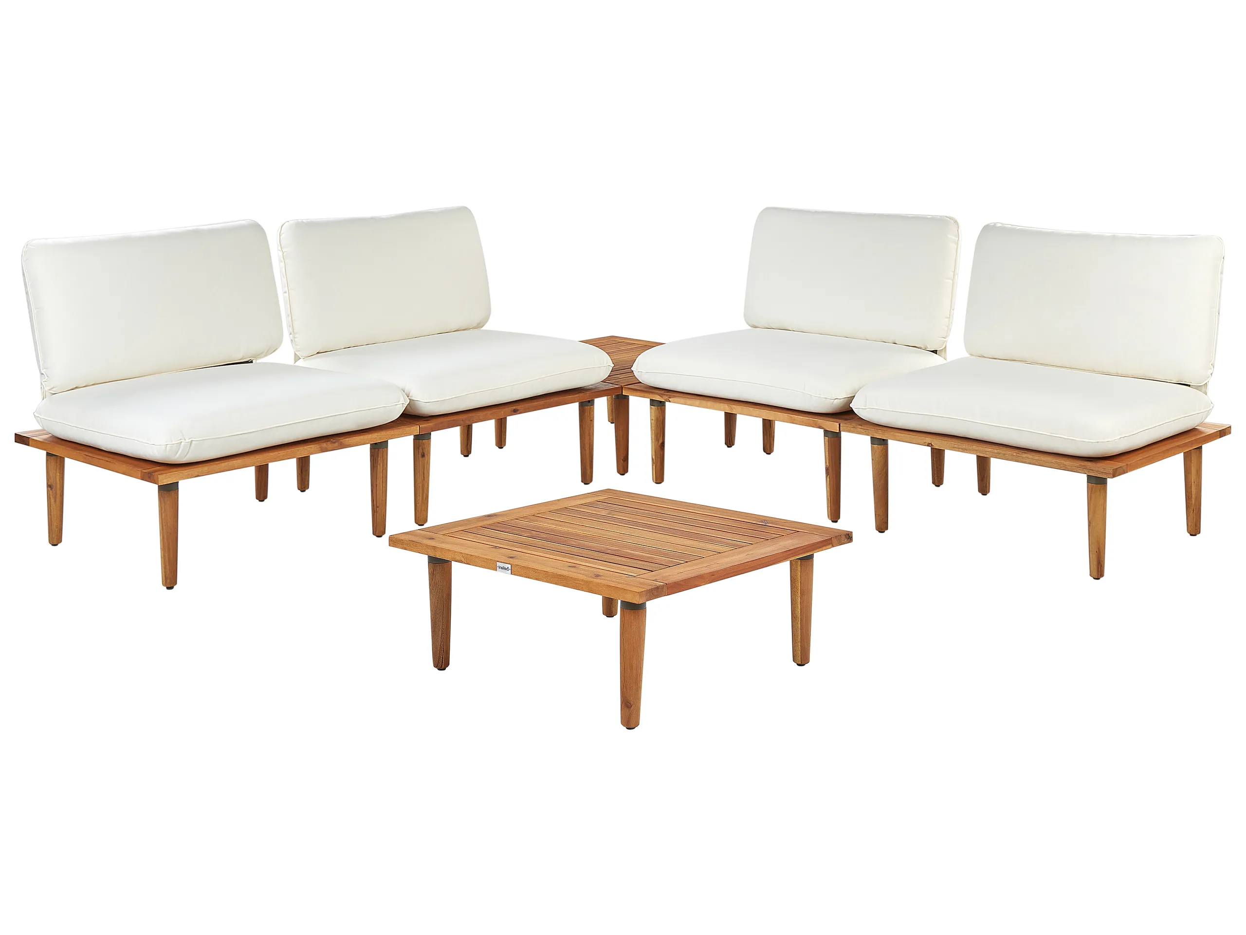 Garden Lounge Set with Table 4 Seater FRASCATI Modular Certified Acacia Wood Off-White