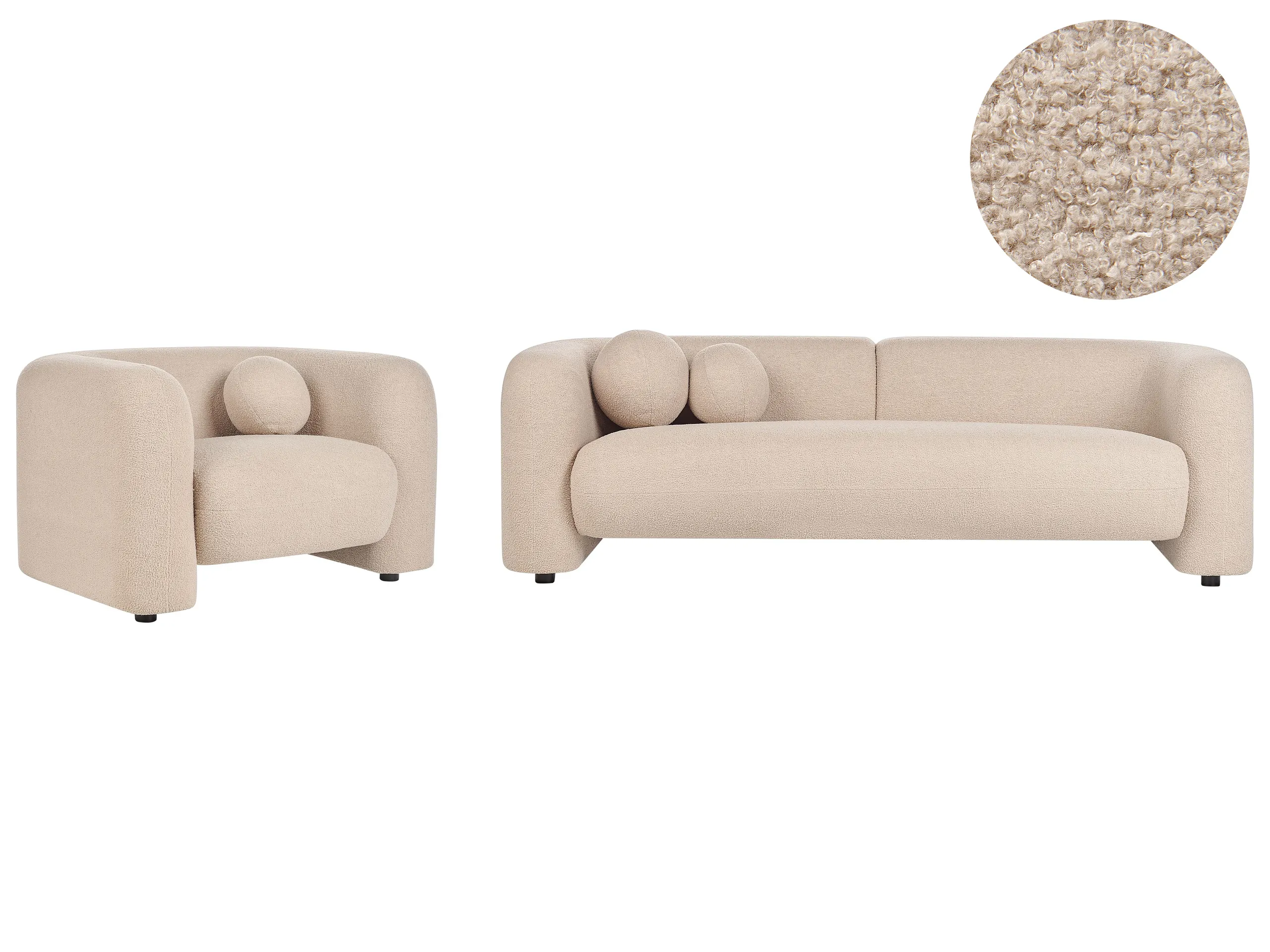 Living Room Set 4 Seater LEIREN Boucle Beige