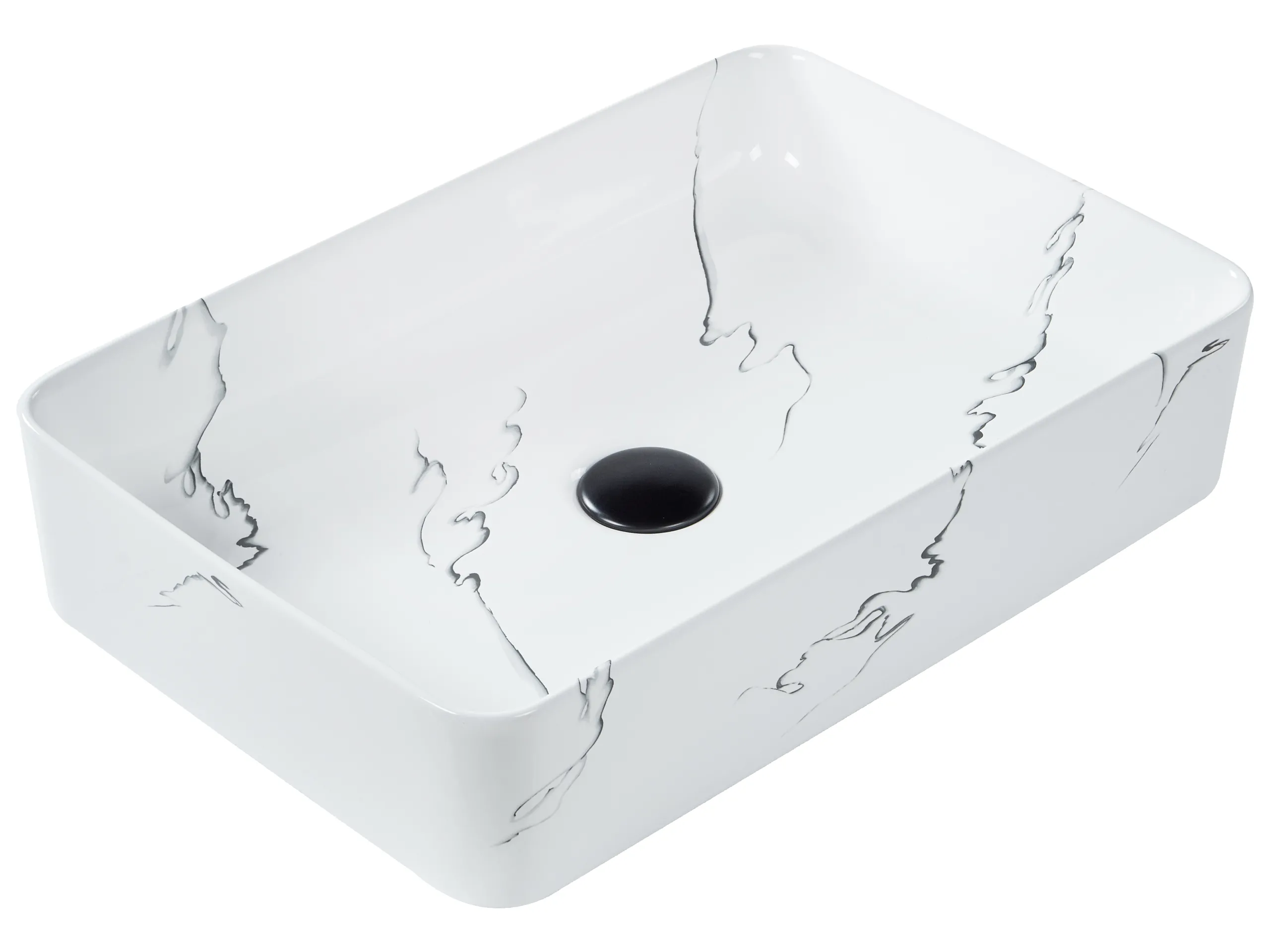 Countertop Basin HOPI 510 x 340 mm Ceramic White Marble